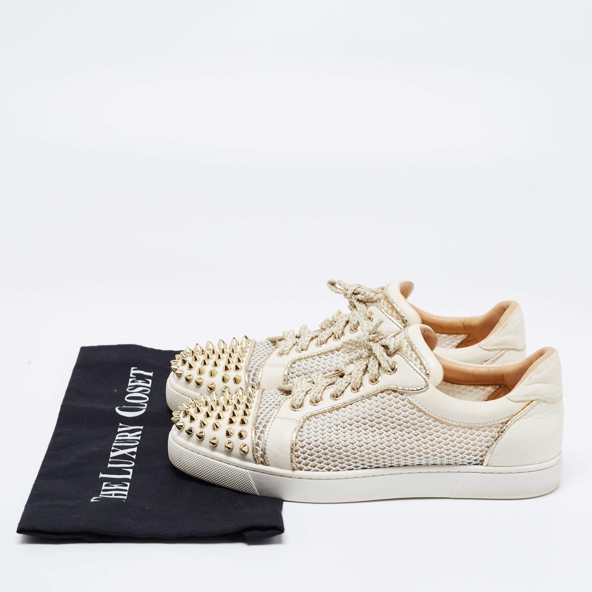 Christian Louboutin Louis Junior Spike Leather Low Top White – The Luxury  Shopper