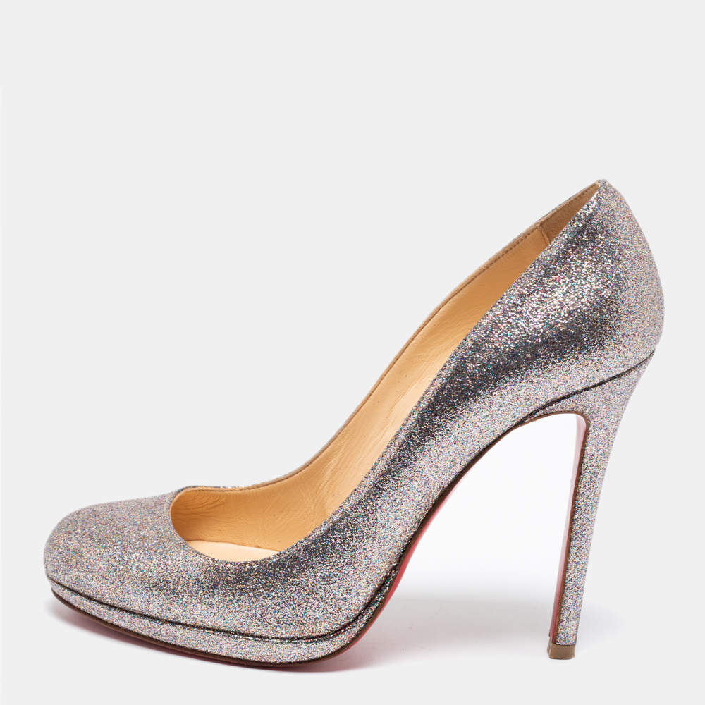 Christian Louboutin Multicolor Glitter Filo Platform Pumps Size 39.5