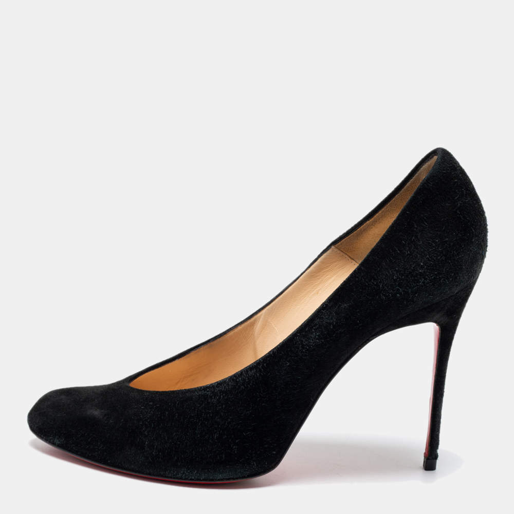 Pre Owned Christian Louboutin Black Suede Pumps Size 39.5