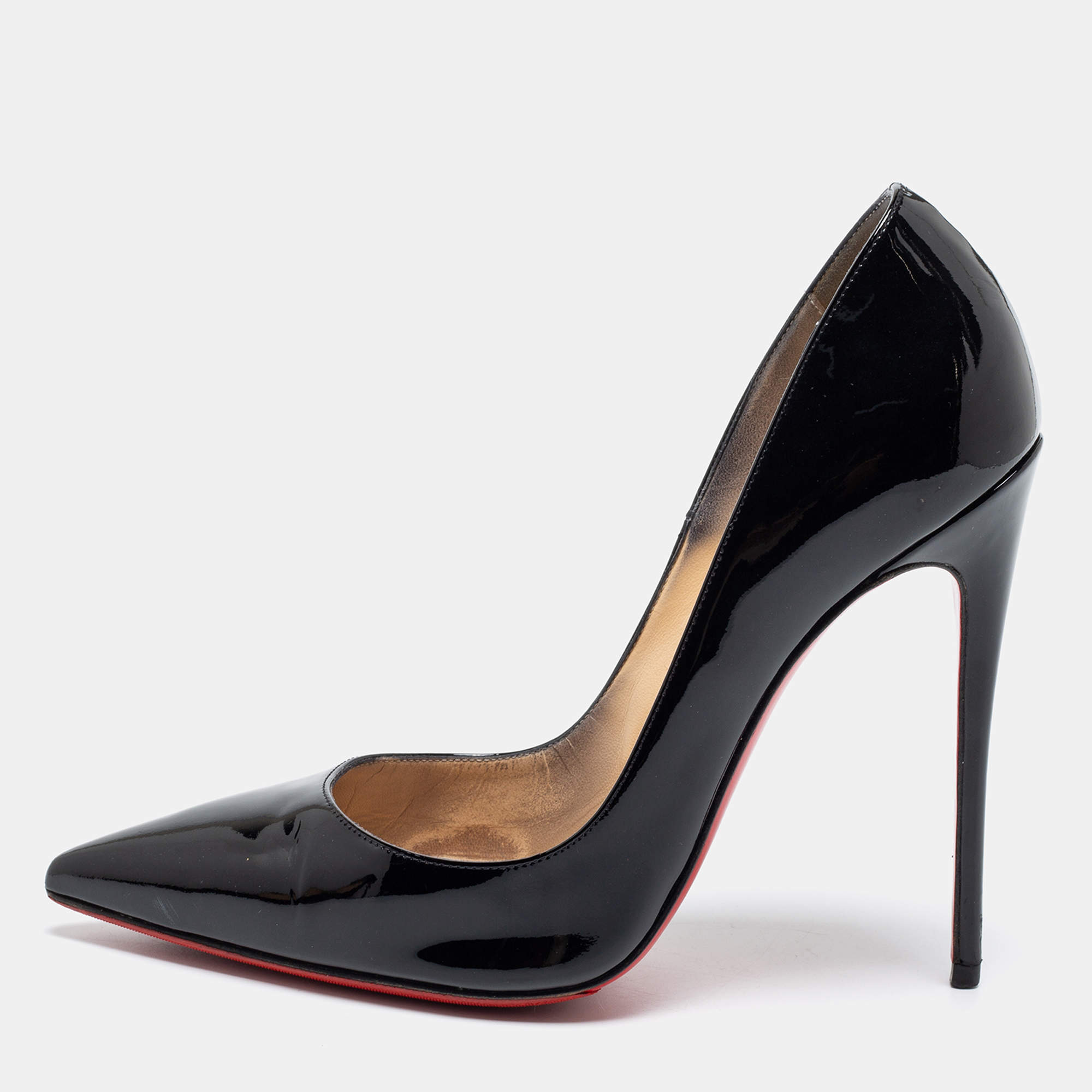 Pre Owned Christian Louboutin Black Patent Leather So Kate Pumps Size 39
