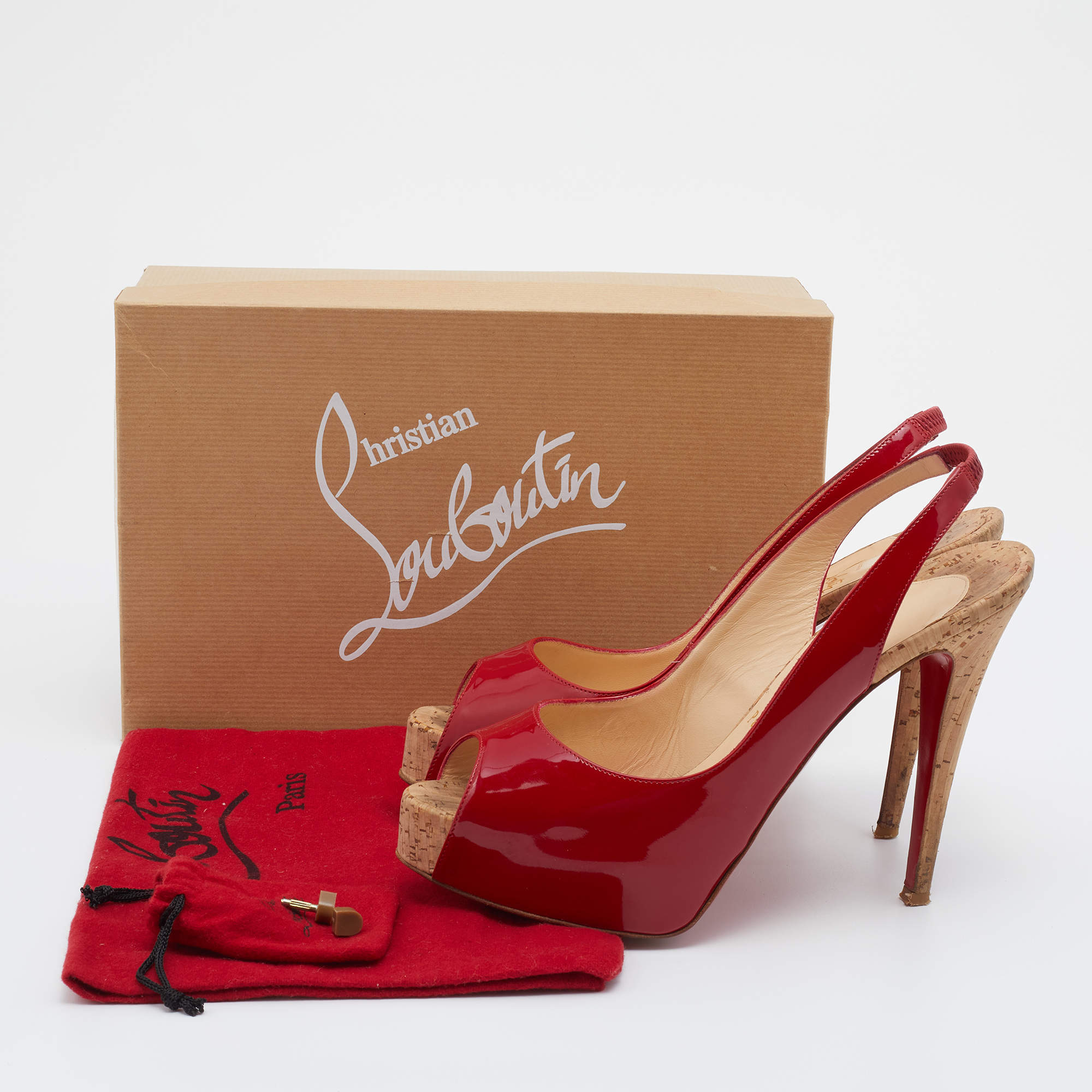 Christian Louboutin - Authenticated Sandal - Patent Leather Red Plain for Women, Very Good Condition