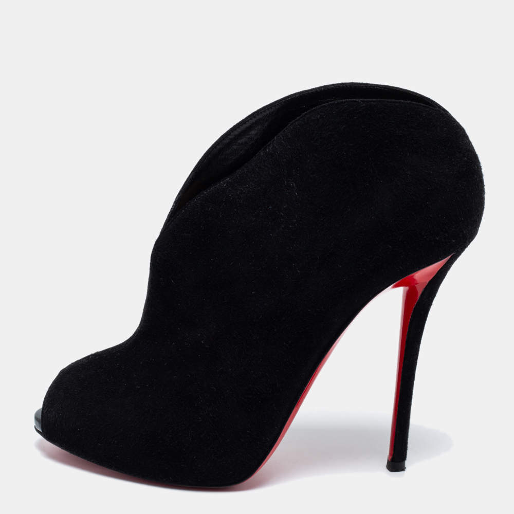 Pre Owned Christian Louboutin Black Suede Chester Fille Ankle Booties Size 41
