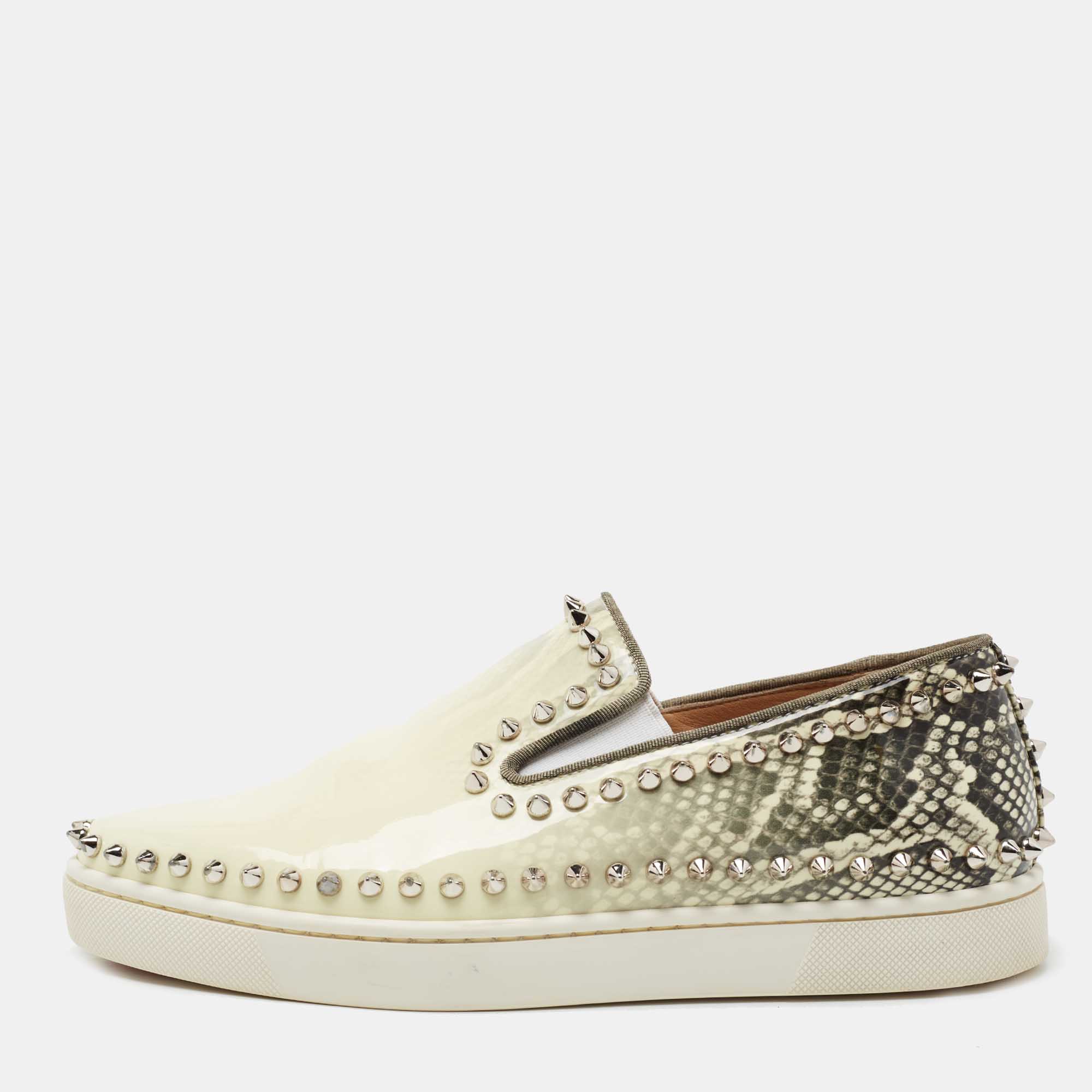 Christian Louboutin Pik Boat Studded Suede Sneakers for Men