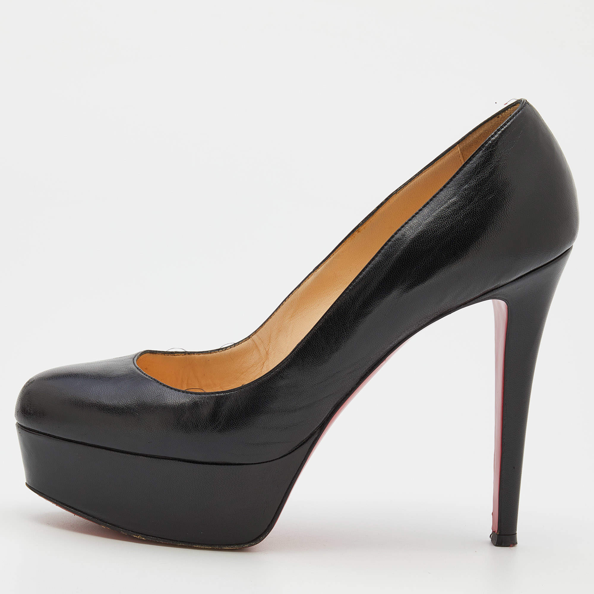 Christian Louboutin Black Leather Bianca Platform Pumps Size 37.5 ...