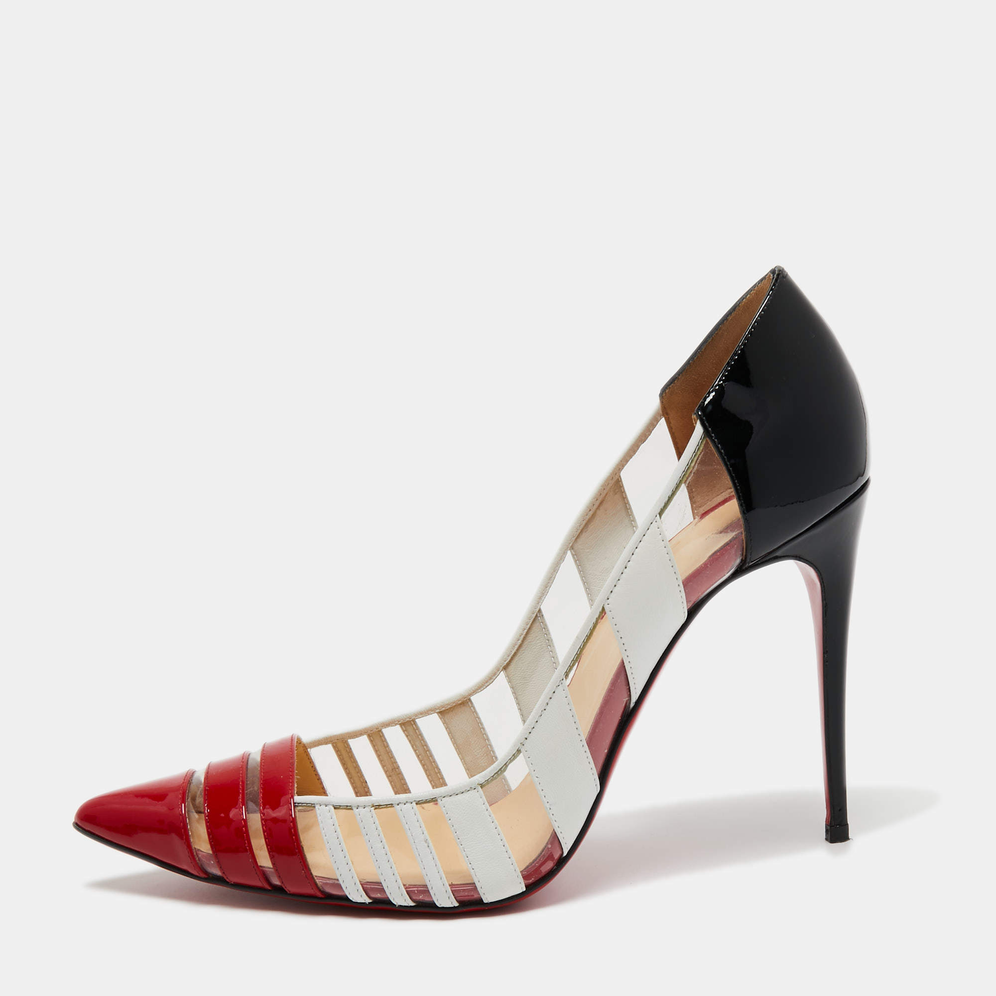 Christian Louboutin Multicolor PVC and Patent Leather Bandy Stripe 100 ...