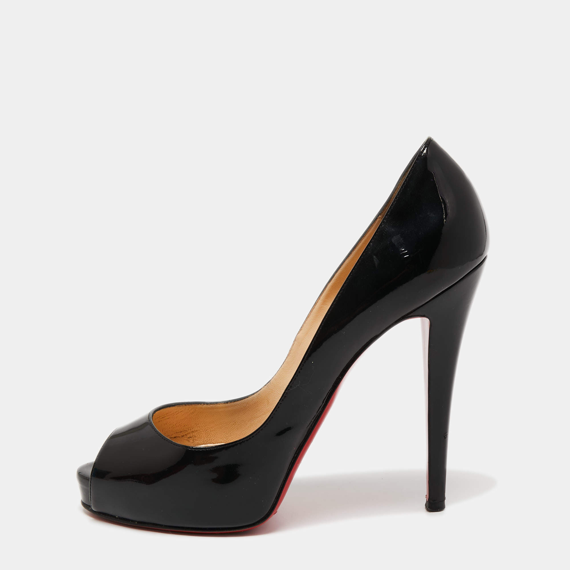 Christian Louboutin Black Patent Leather New Very Prive Pumps Size 38