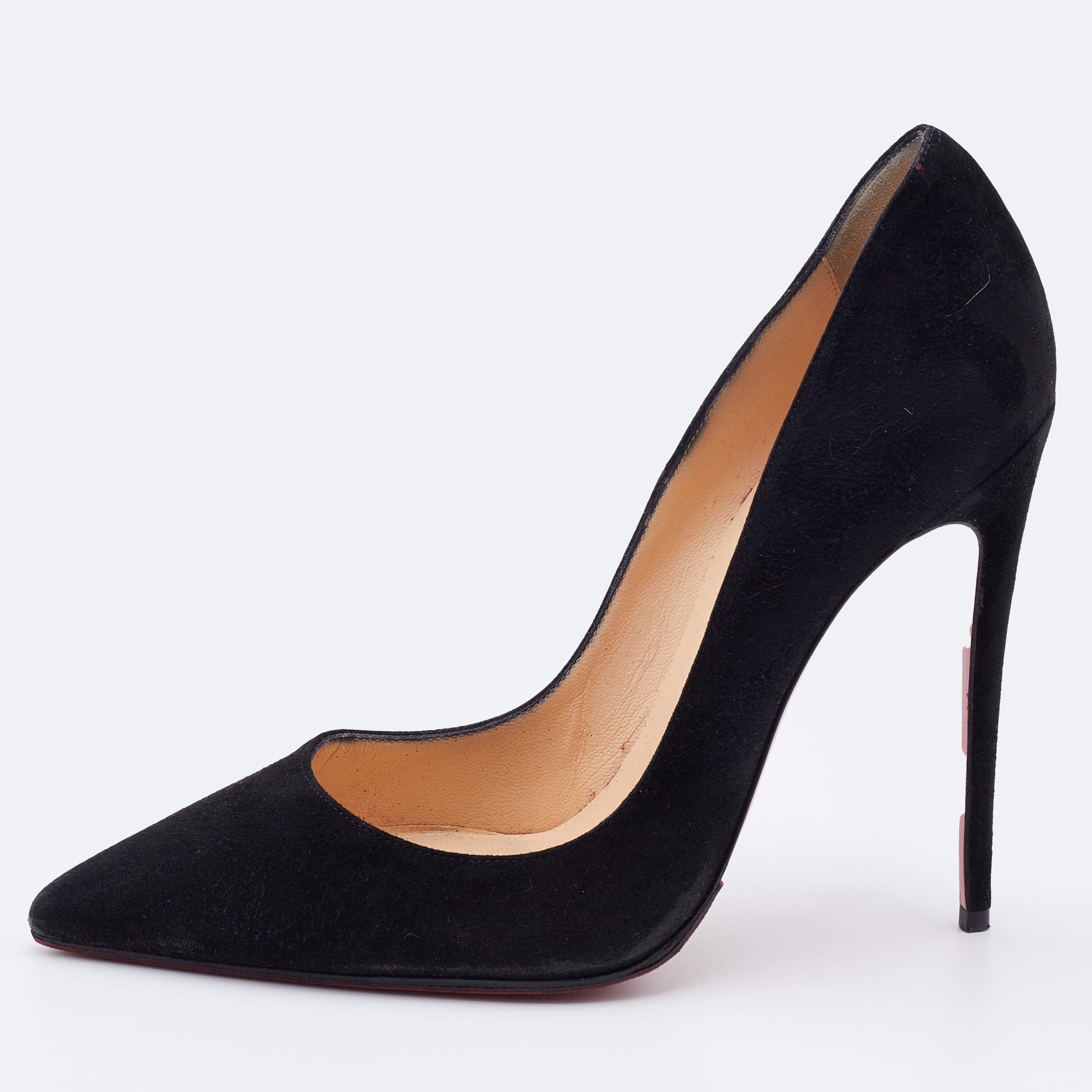 Pre Owned Christian Louboutin Black Suede So Kate Pumps Size 37