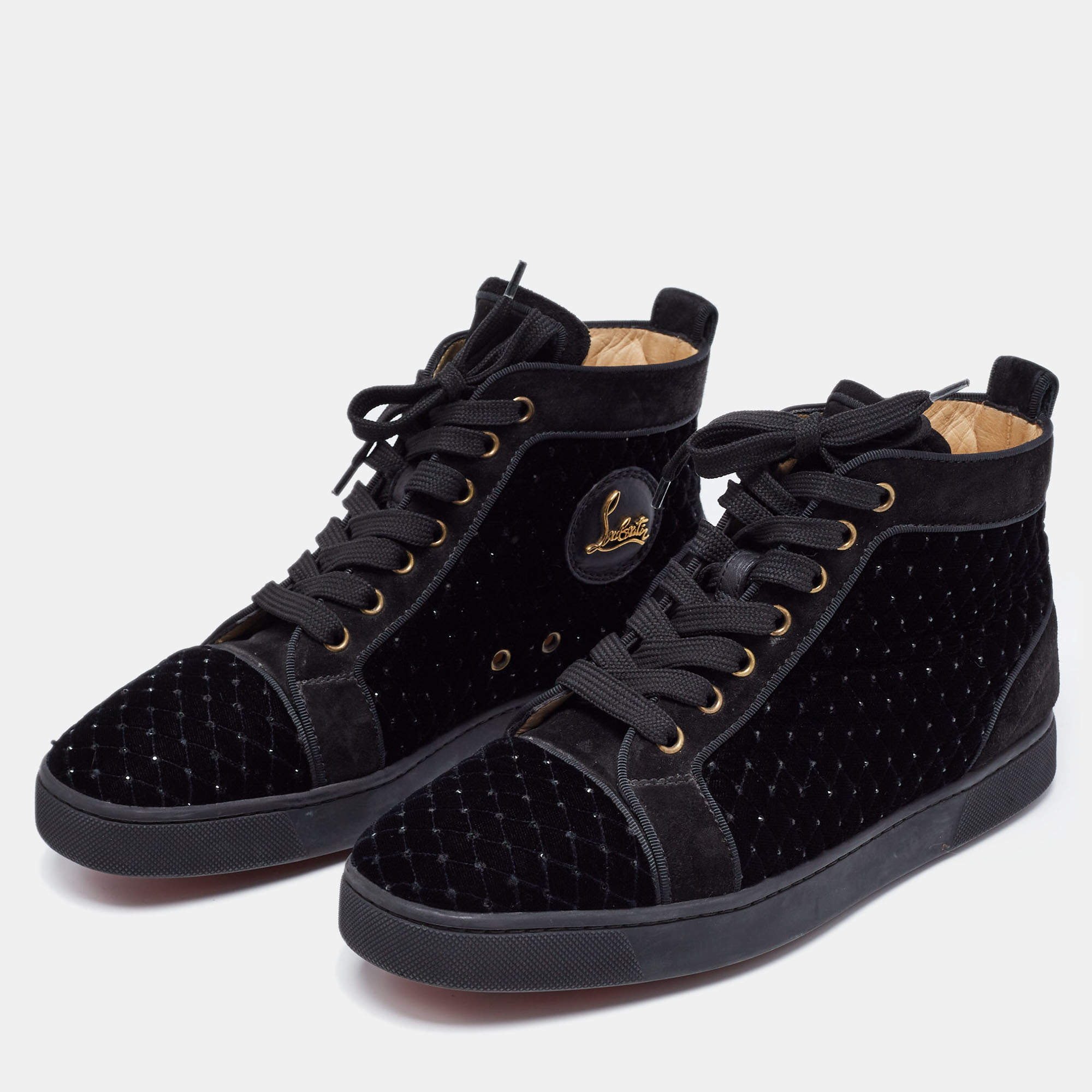 Louis Vuitton, Shoes, Christian Louboutin Black Spike Velvet Low Studded  Sneakers