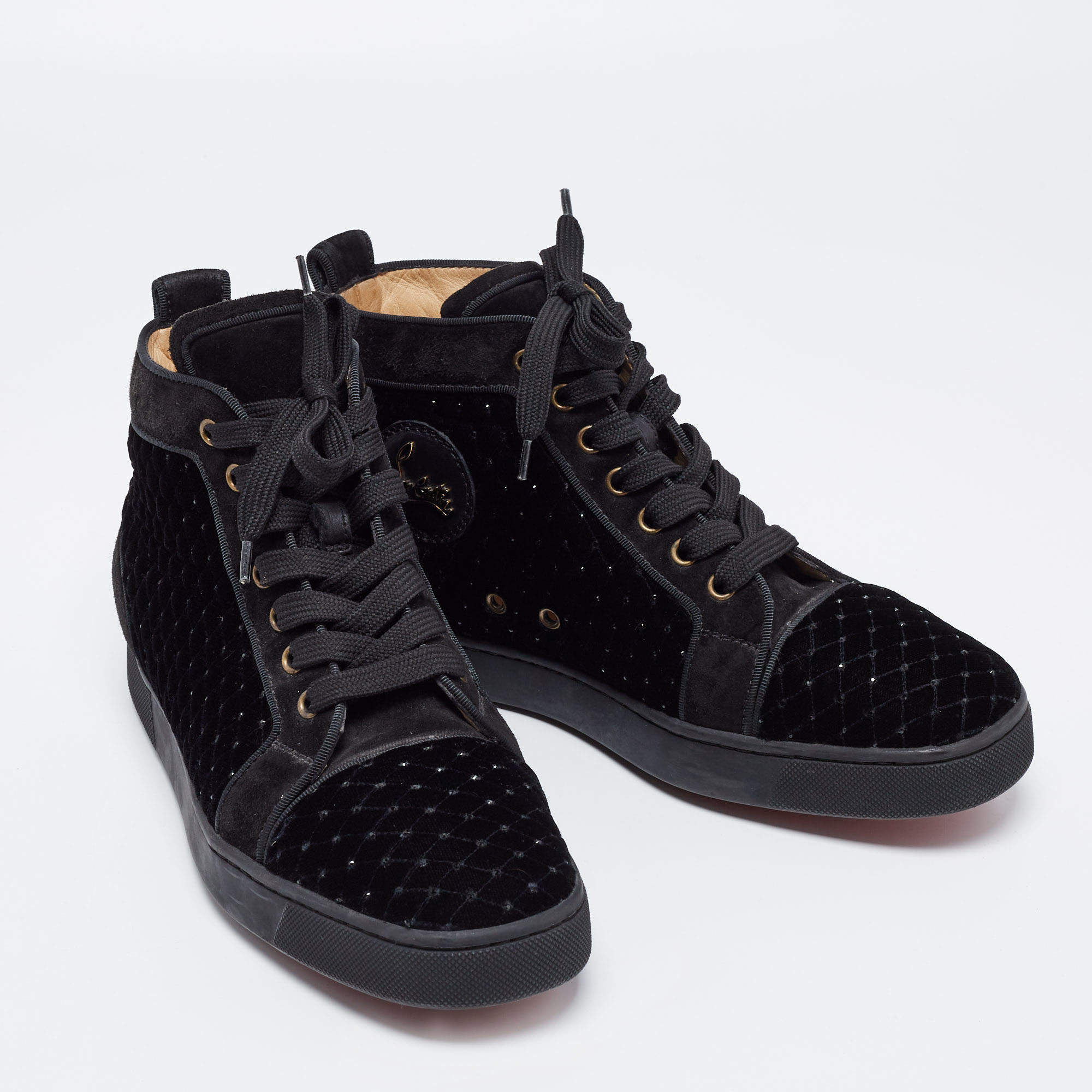 Buy CHRISTIAN LOUBOUTIN Suede Louis Strass High-top Sneakers - Black At 80%  Off