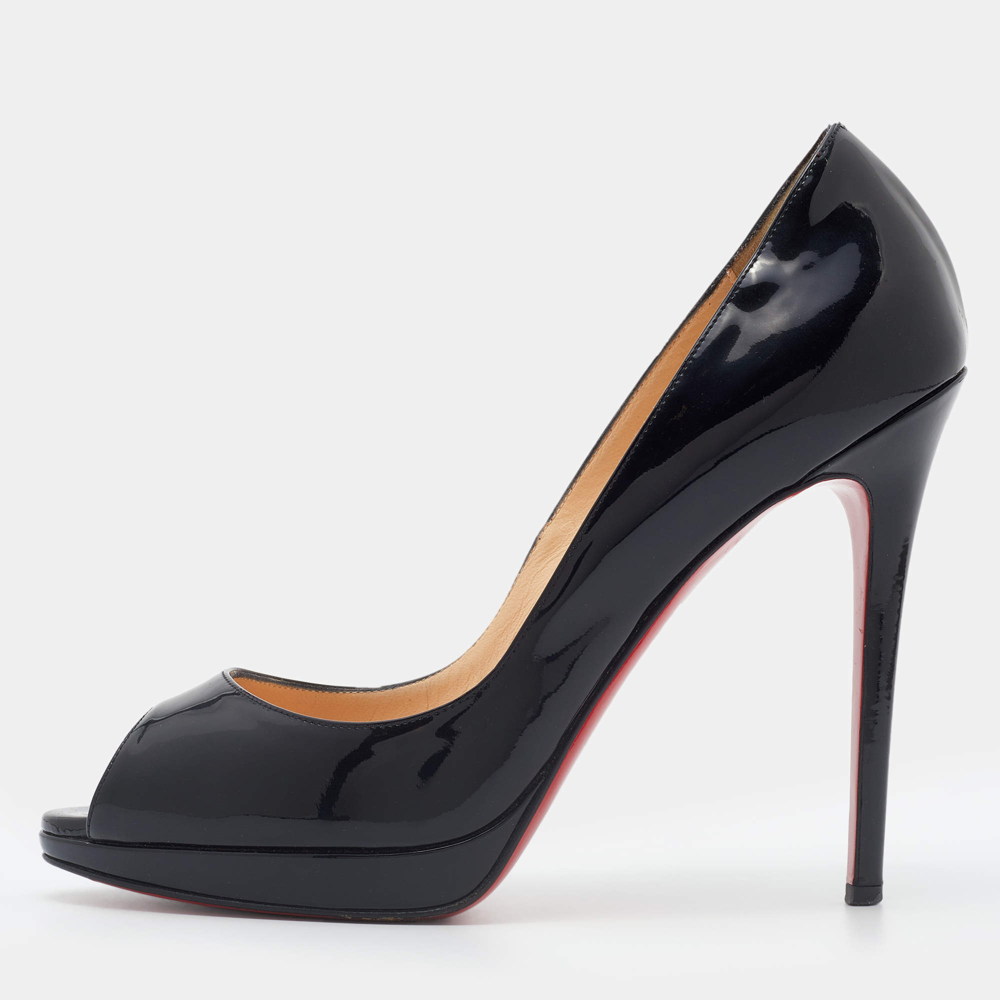 Pre Owned Christian Louboutin Black Patent Leather Yolanda Pumps Size 39