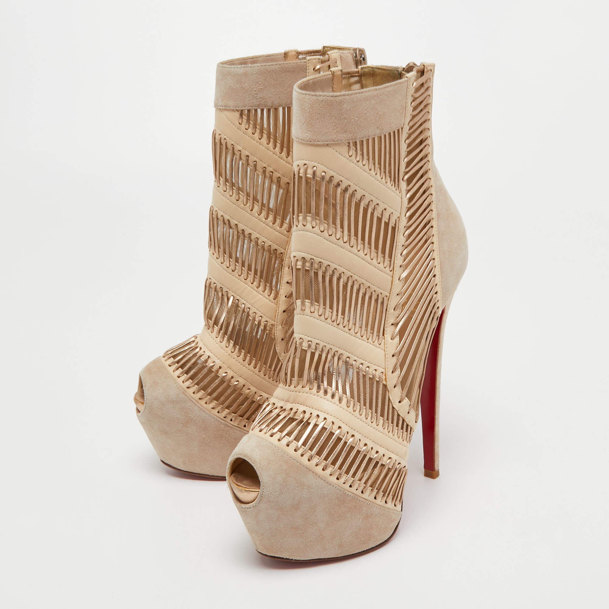 Christian Louboutin Suede and Leather Me Booties Size 37.5 Christian Louboutin TLC
