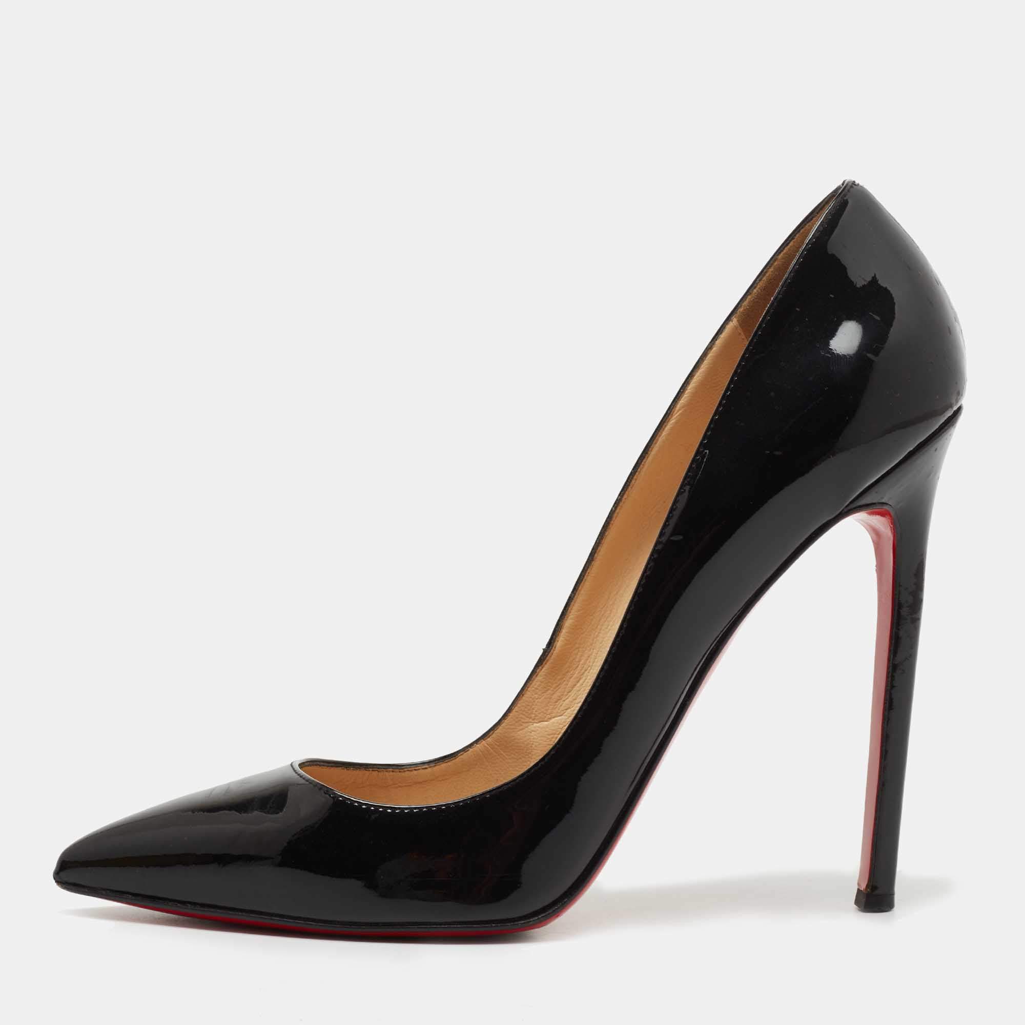 Pre Owned Christian Louboutin Black Patent Leather Pigalle Pumps Size 40.5