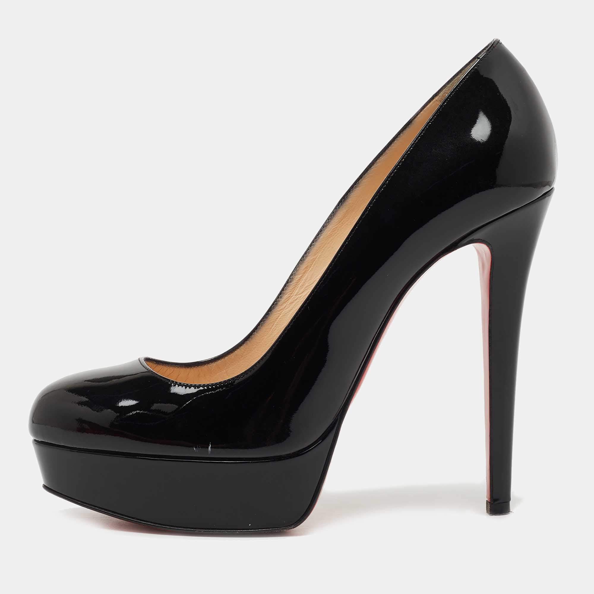 Pre Owned Christian Louboutin Black Patent Leather Bianca Pumps Size 39