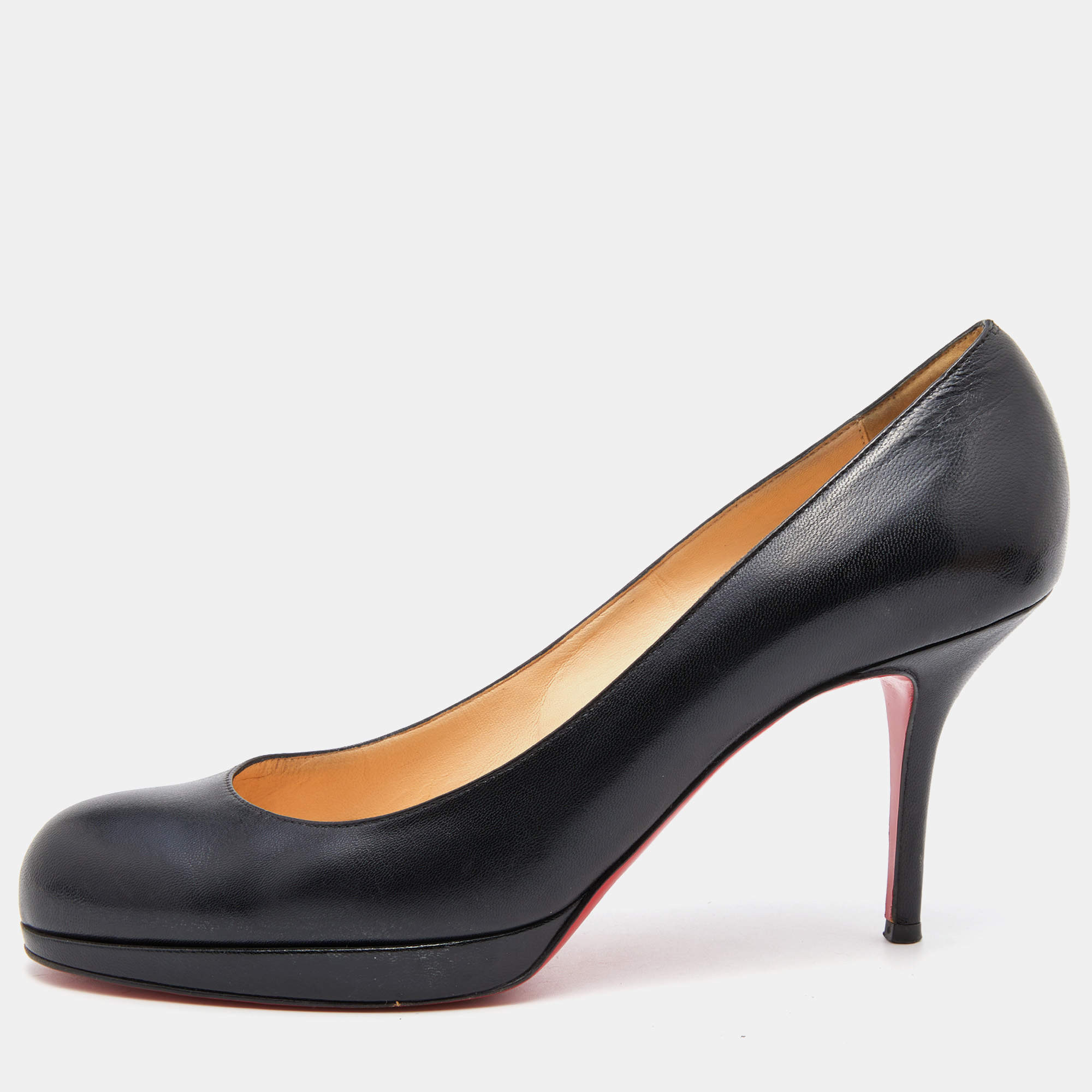Pre Owned Christian Louboutin Black Leather New Simple Pumps Size 40