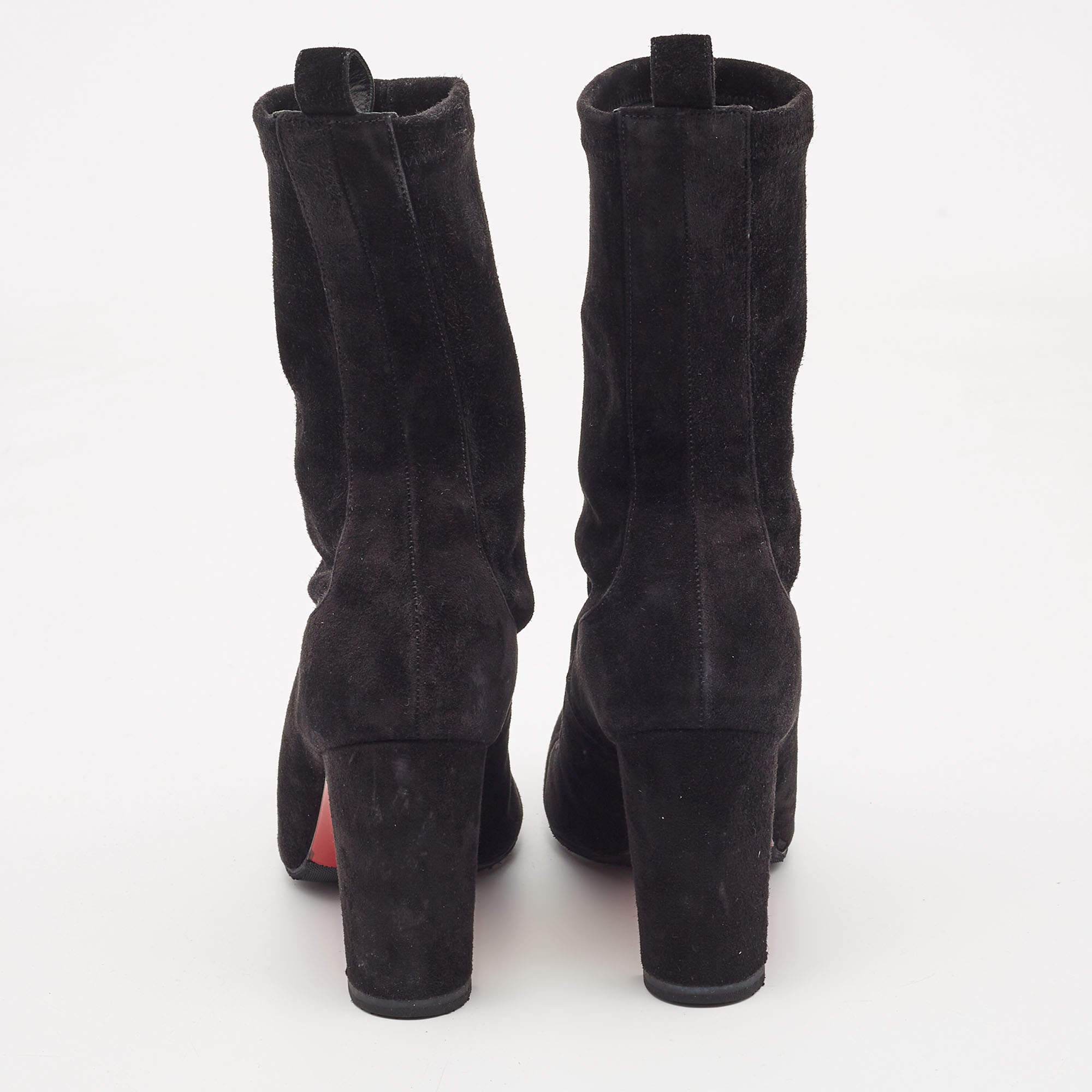 Christian Louboutin Black Suede Gena Mid Calf Boots Size 37.5 Christian Louboutin TLC