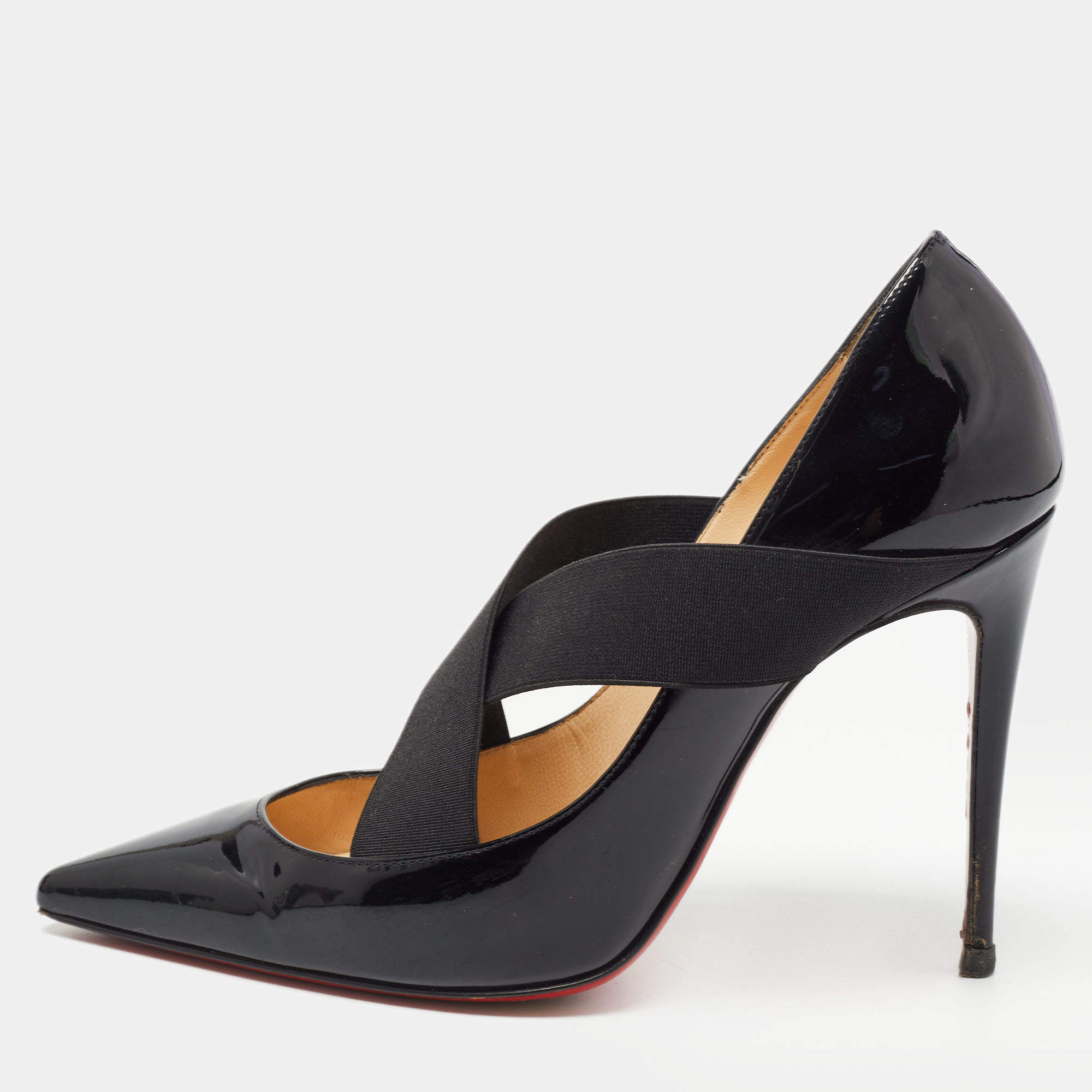 Pre Owned Christian Louboutin Black Patent Leather Sharpstagram Pumps Size 36