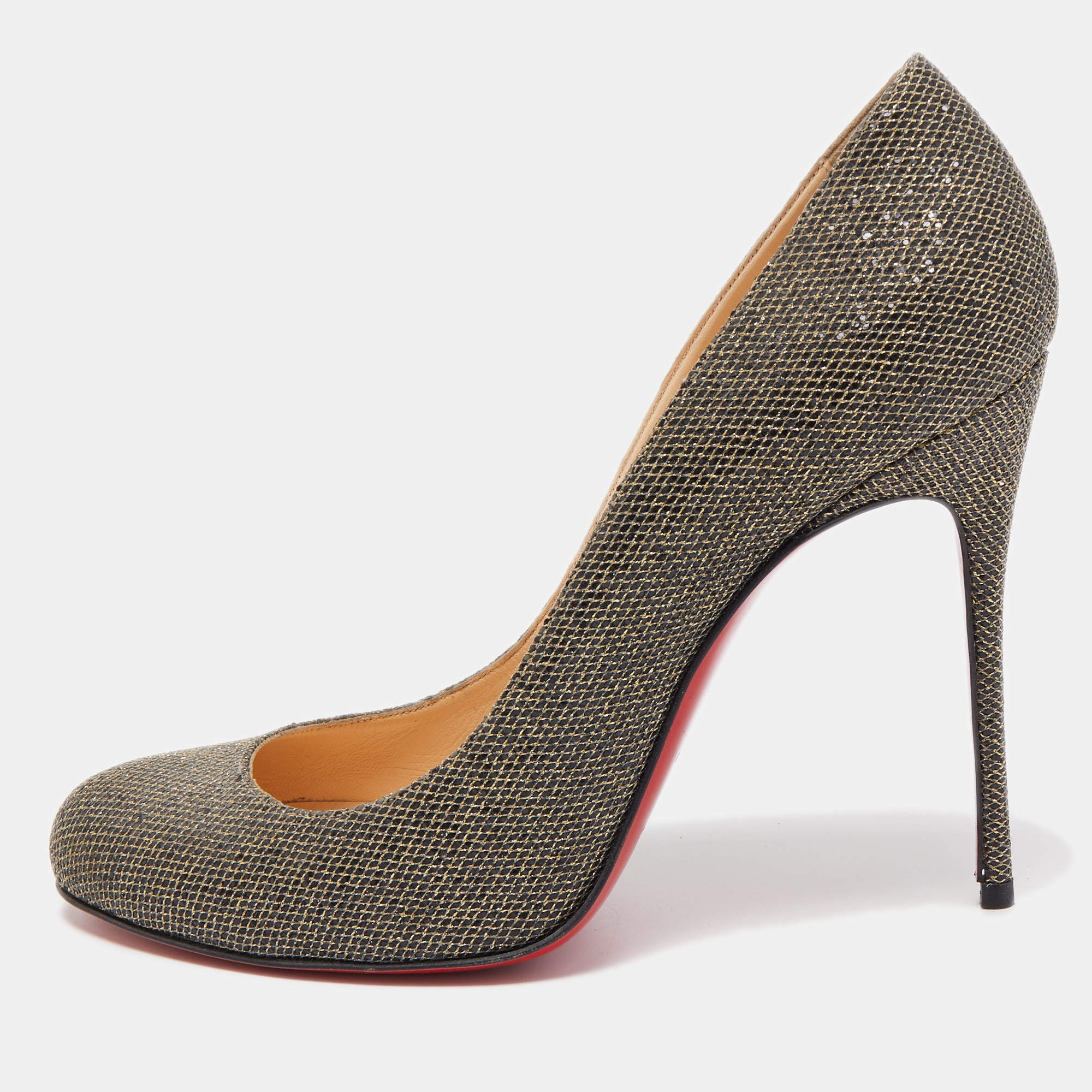 مملوكة مسبقًا Christian Louboutin Metallic Lurex Fabric Fifi Pumps Size 40