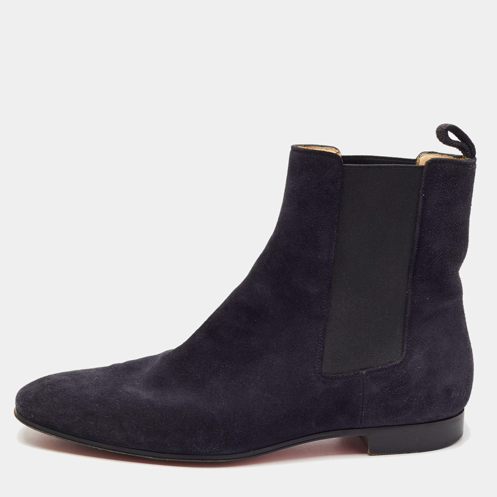 Christian Louboutin Navy Blue Suede Chelsea Boots Size 40