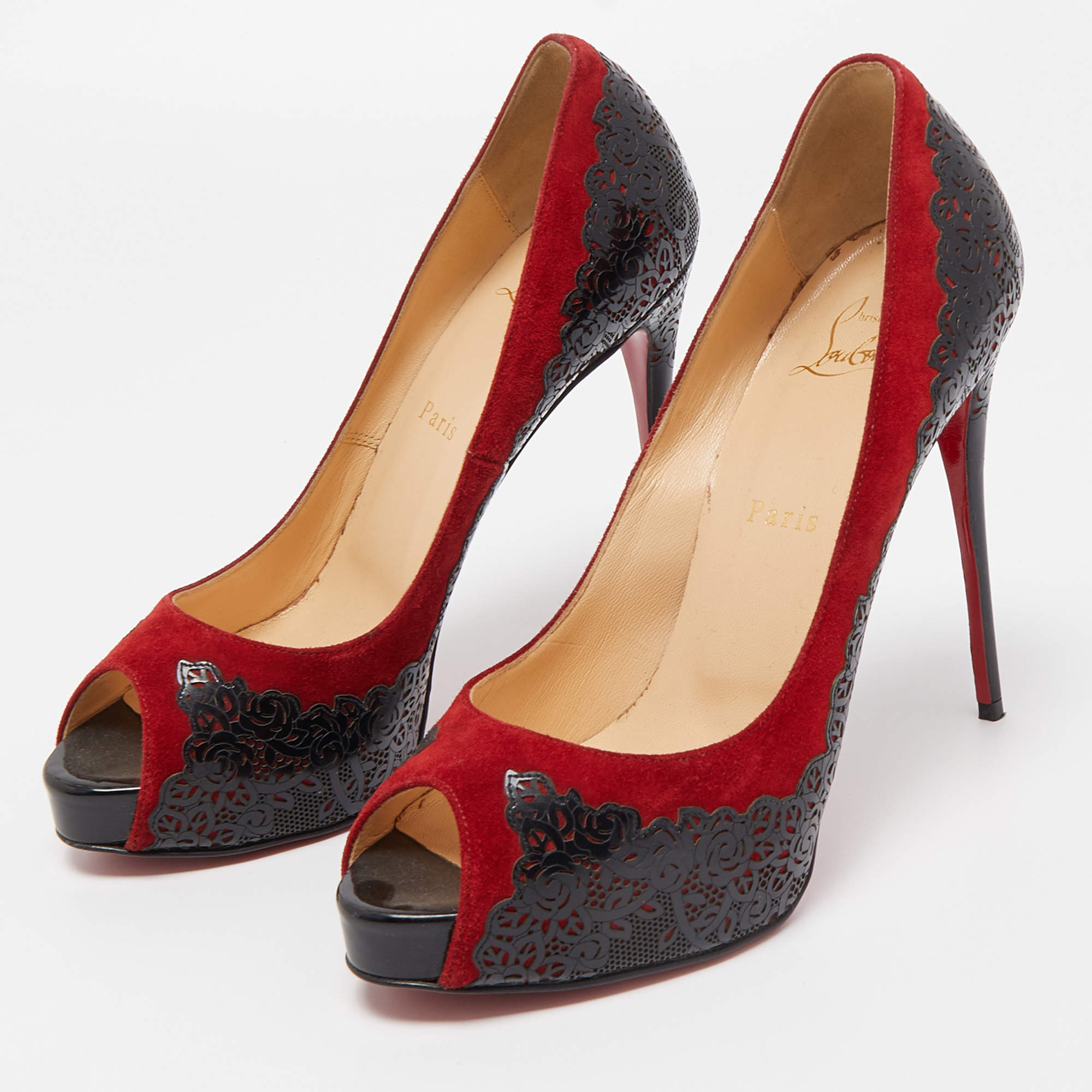 Christian Louboutin Red Leather Strass Degrade So Kate Pumps Size 39