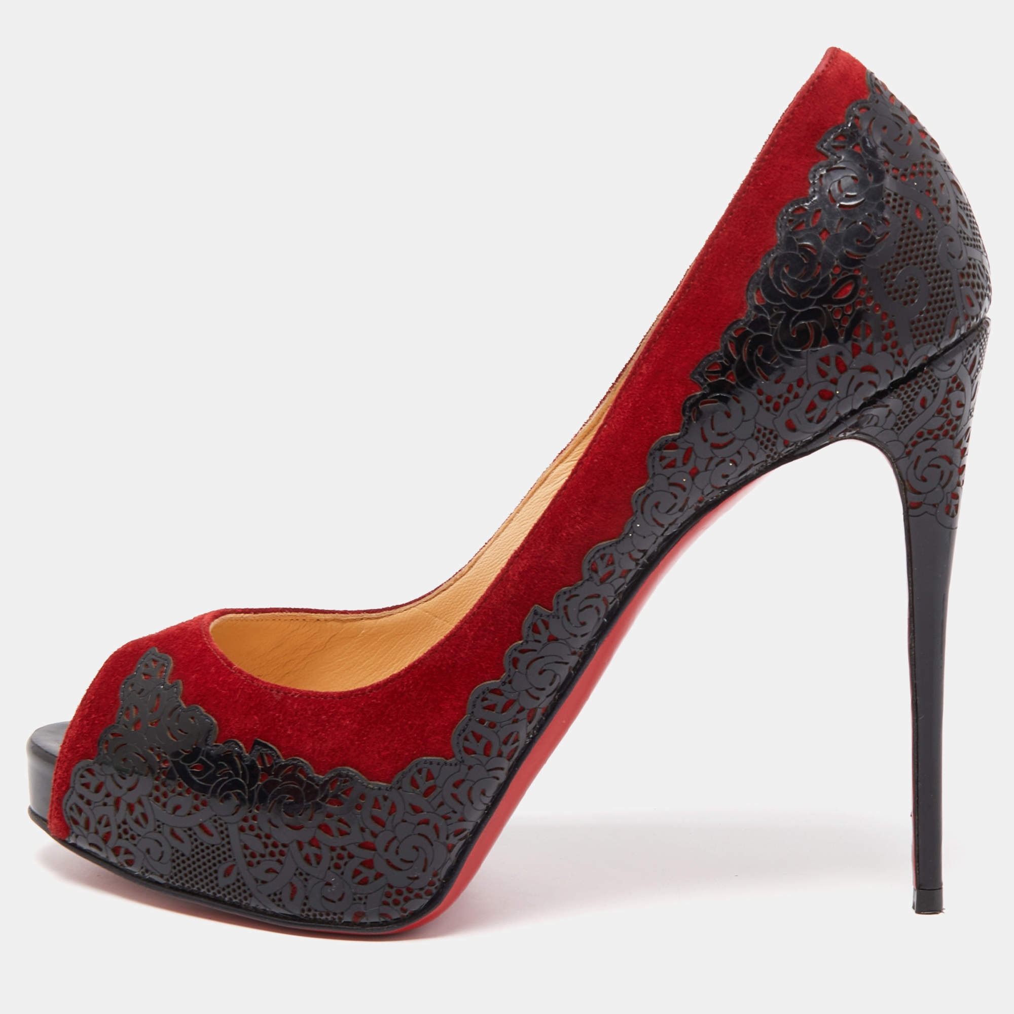 Christian Louboutin Red Leather Strass Degrade So Kate Pumps Size