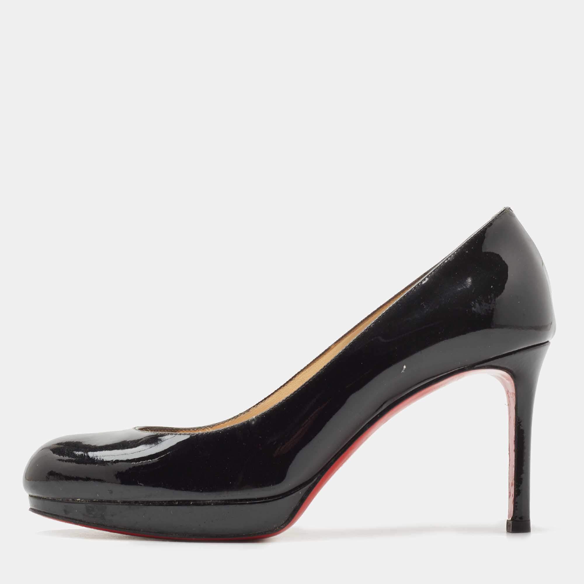 Christian Louboutin Black Patent Leather New Simple Pumps Size 36