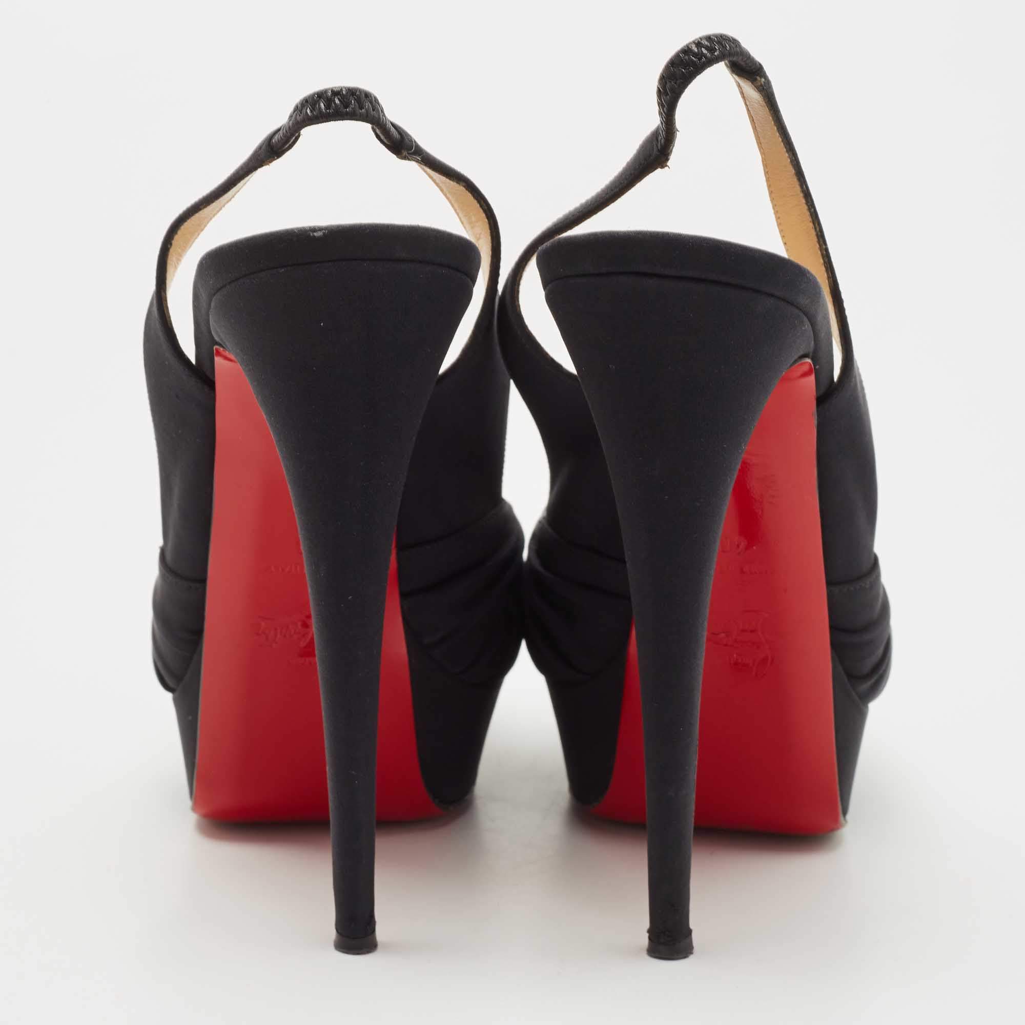 Christian Louboutin Black Patent Leather So Jenlove 100 Slingback Pumps  Size 9.5/40 - Yoogi's Closet