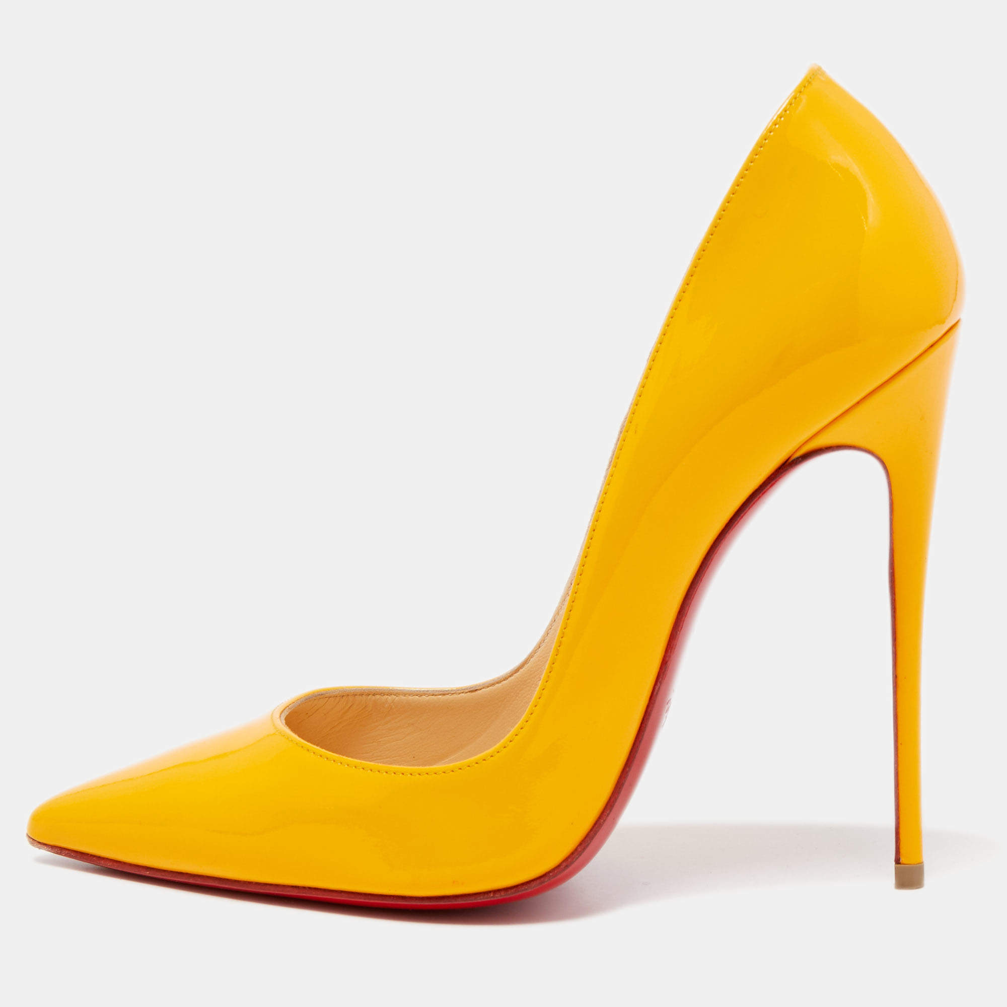 Kate 100 Patent Leather Pumps in Orange - Christian Louboutin