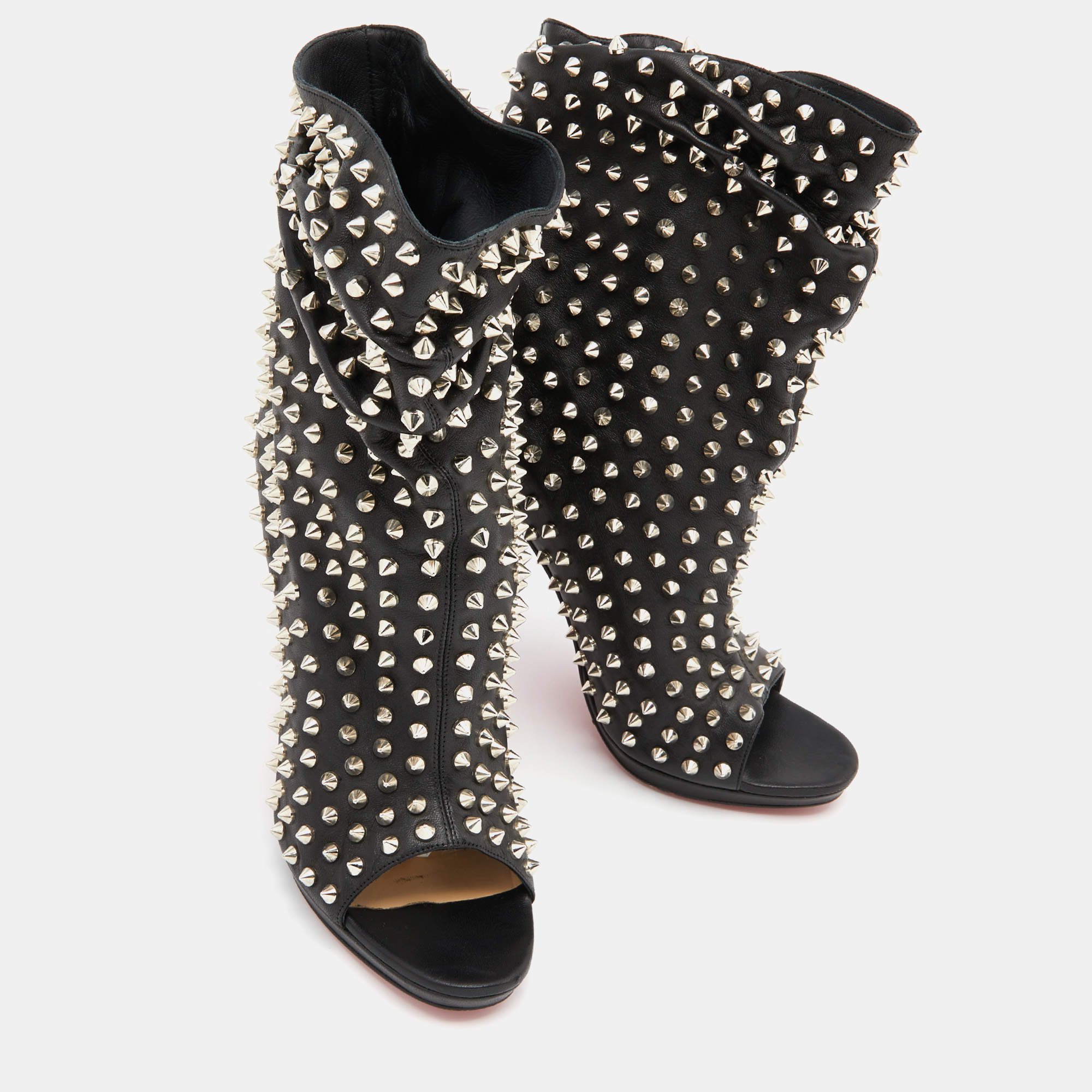 Christian Louboutin Leather Guerilla Spiked Ankle Boots – Wisi-Oi