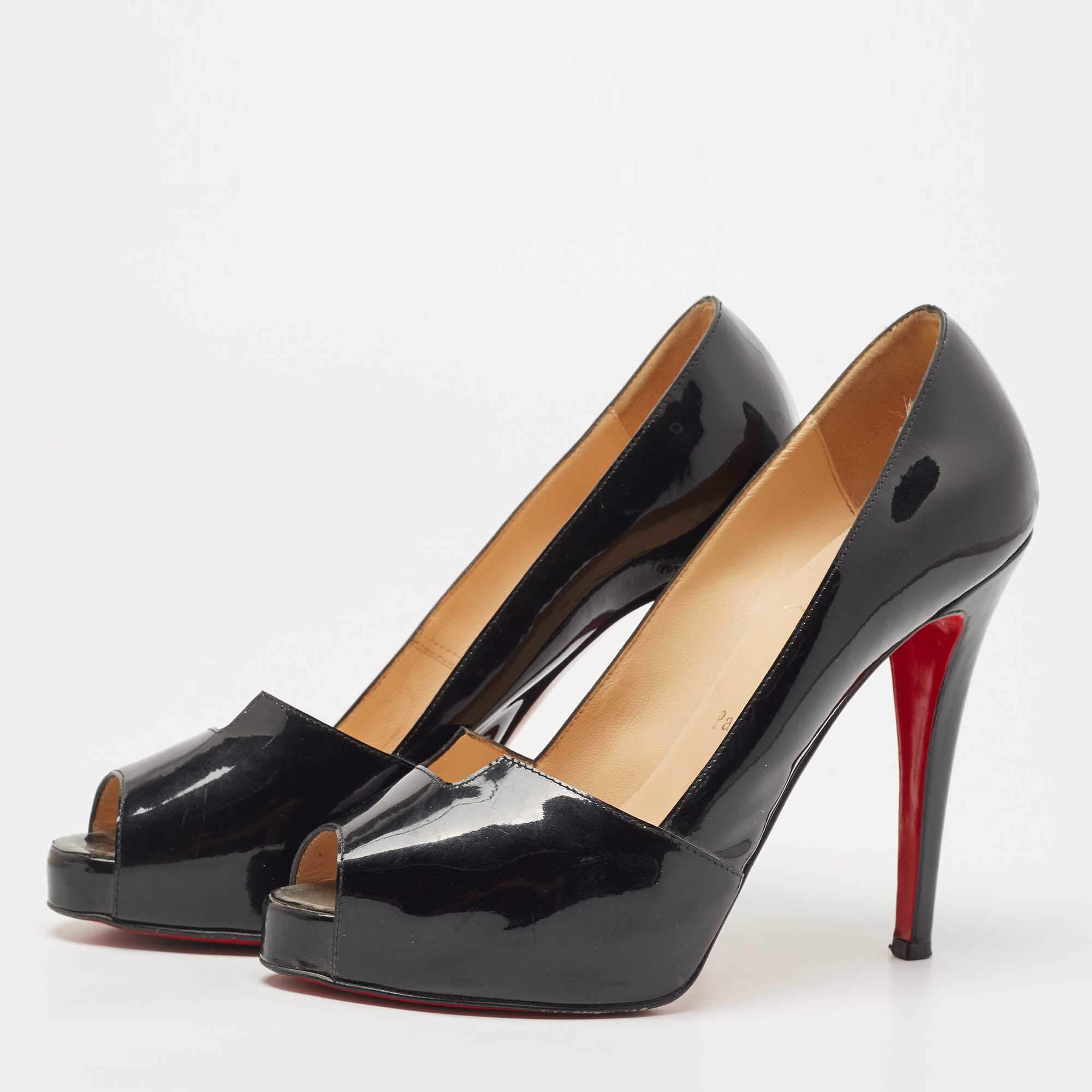 Christian Louboutin Classic Black Peep-Toes Pumps Leather ref.392188 - Joli  Closet