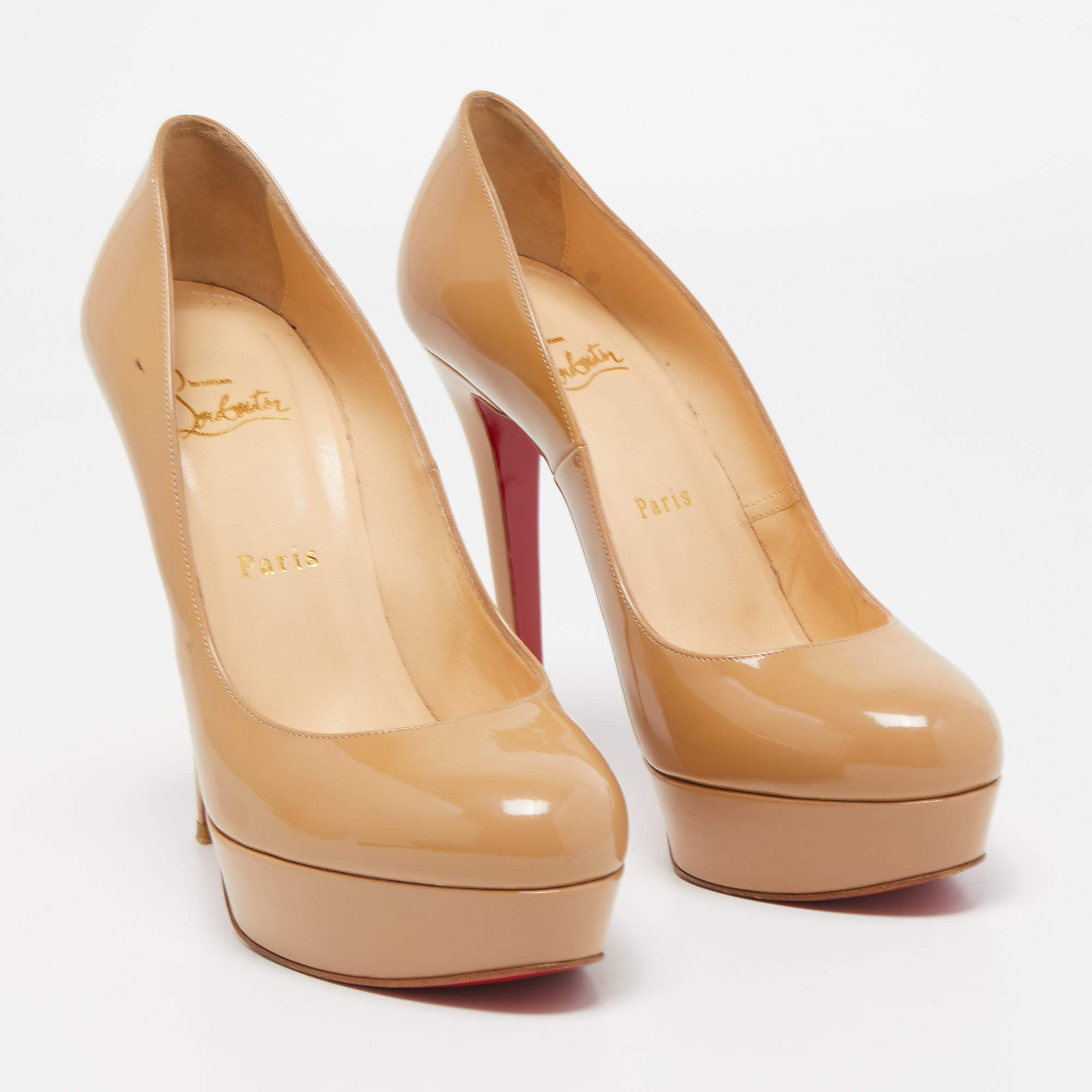 Bianca leather heels Christian Louboutin Beige size 38.5 IT in Leather -  33927505