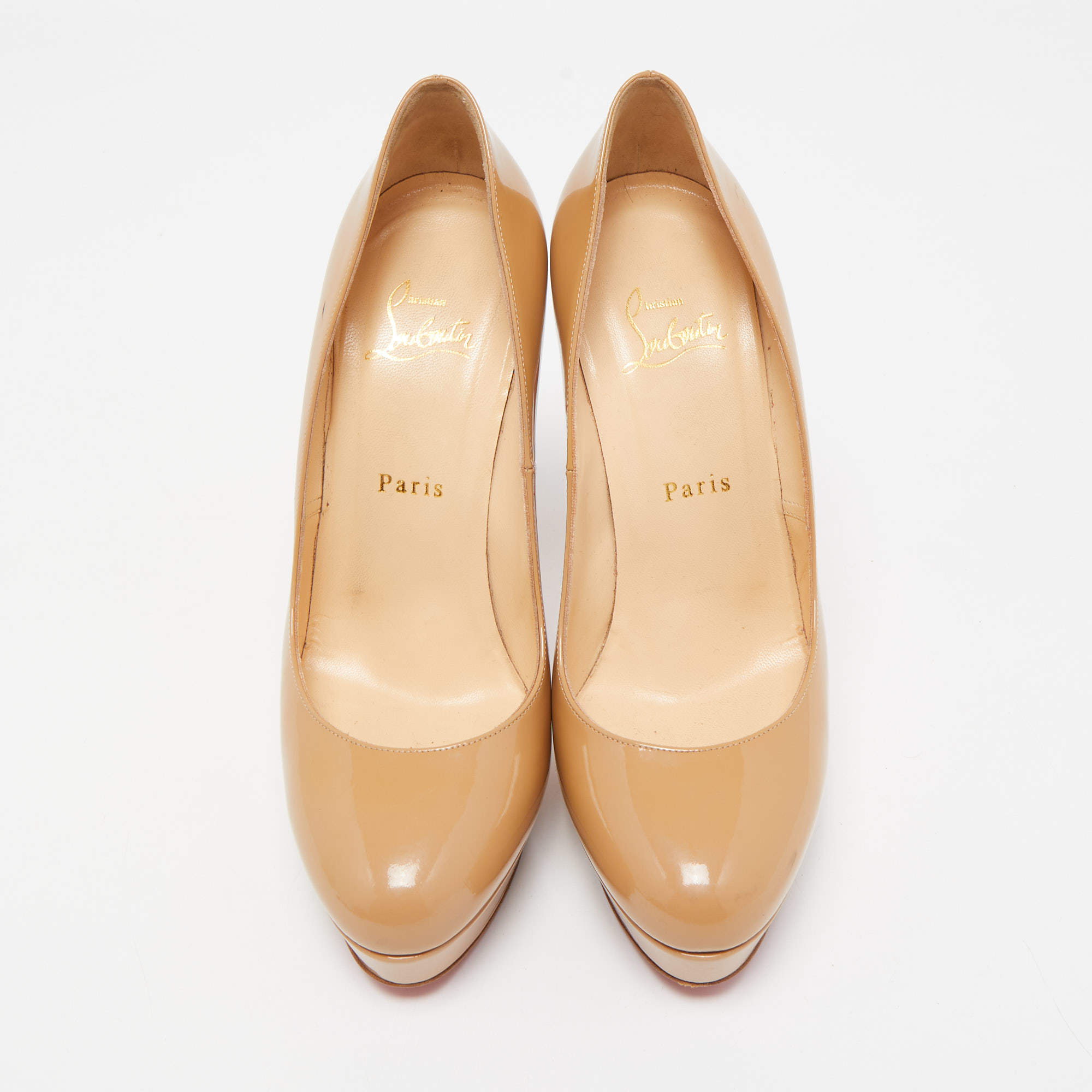 Bianca patent leather heels Christian Louboutin Beige size 38 EU in Patent  leather - 34896421