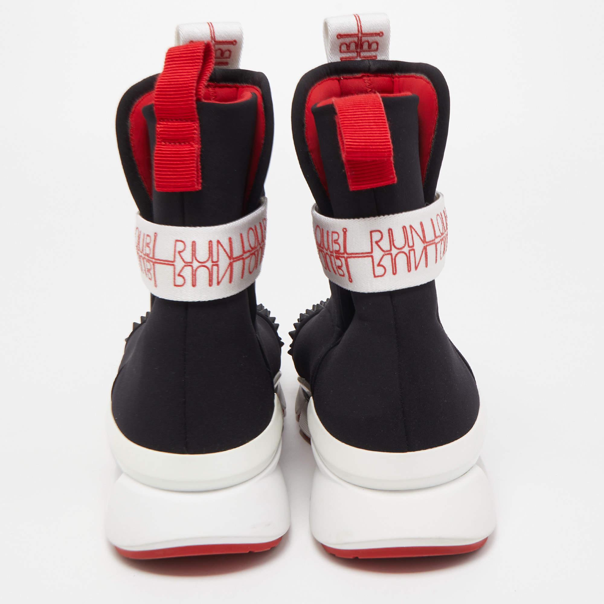 Luxury Brand Black Diamonds Leather Red Bottoms High Top All