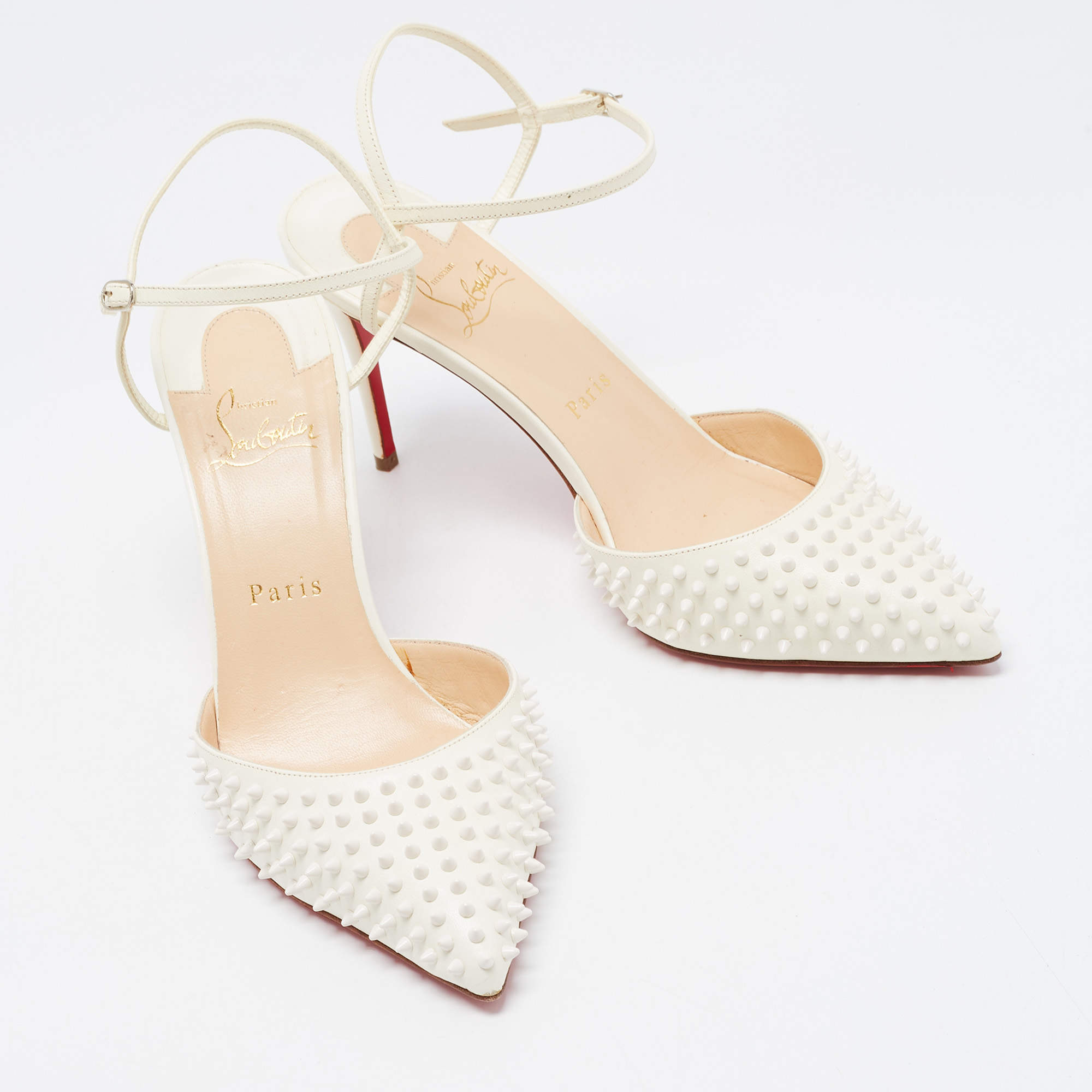 Christian Louboutin Baila Spiked Patent Leather Ankle-strap Pumps