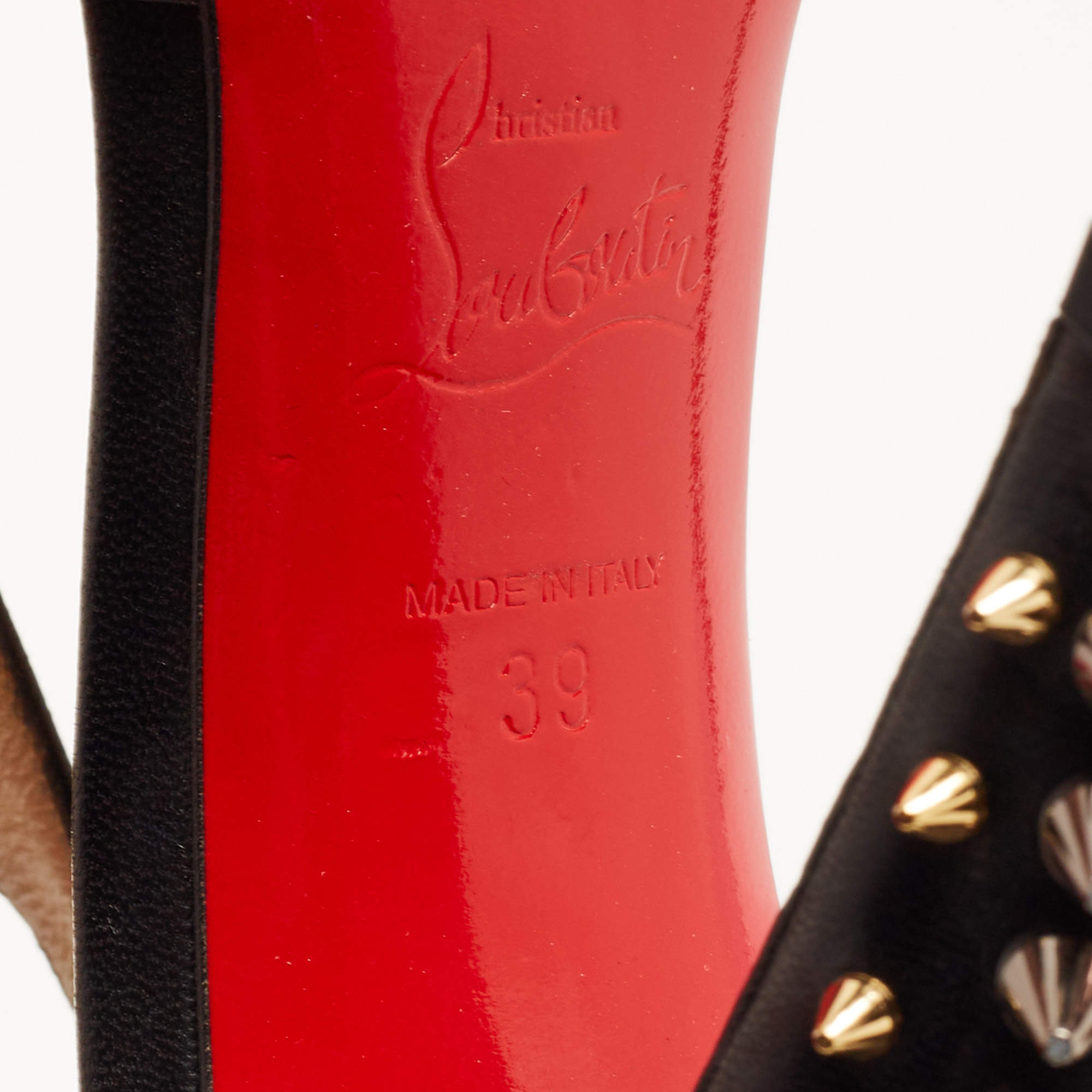 Christian Louboutin Black Leather Goldostrap T-Strap Pumps Size 39  Christian Louboutin