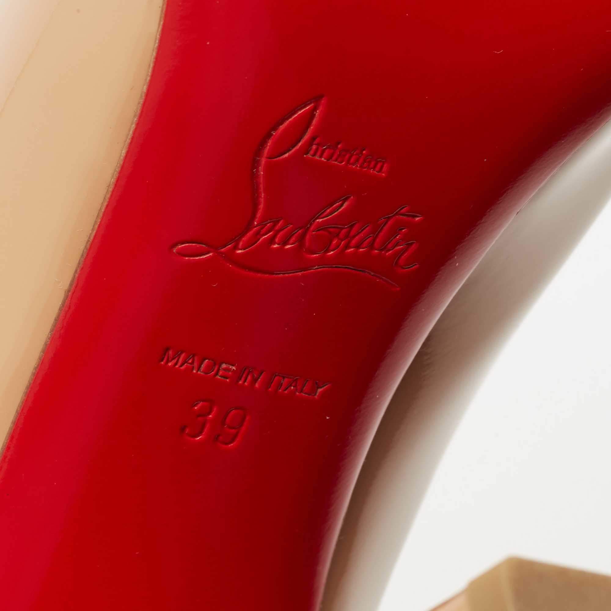Patent leather heels Christian Louboutin Beige size 5 UK in Patent leather  - 23365419