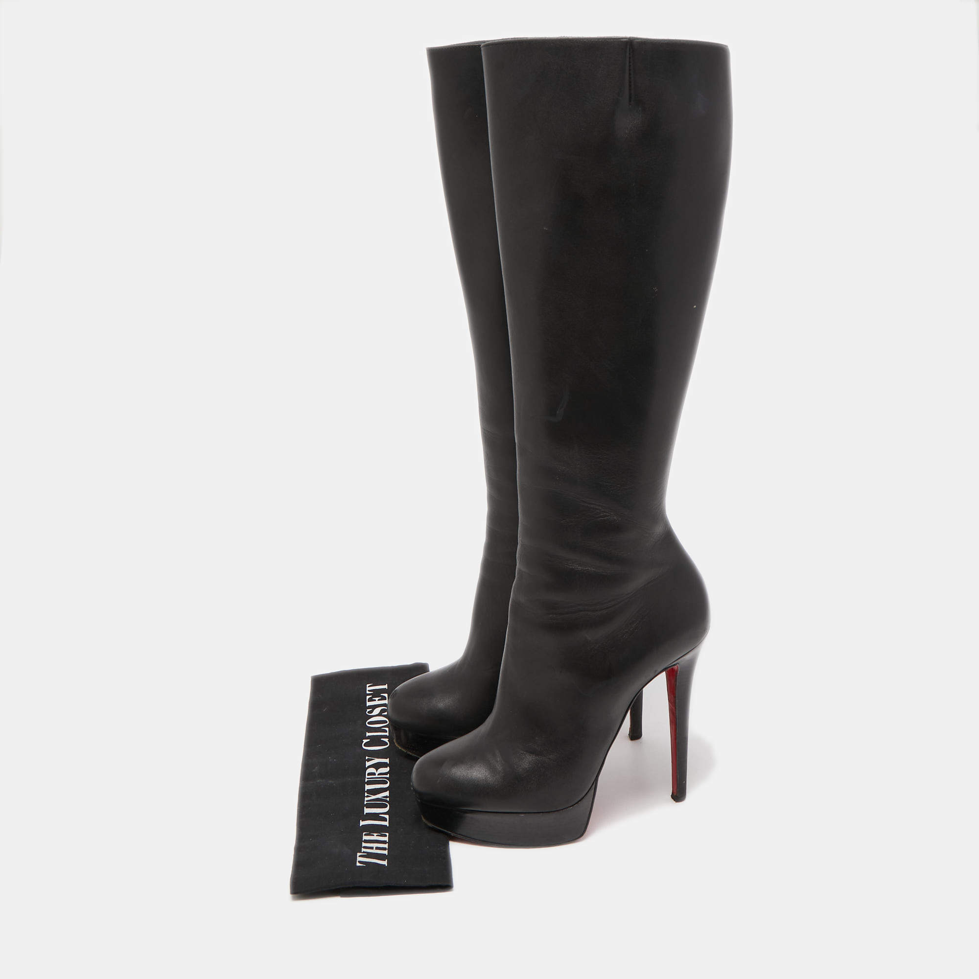 Christian Louboutin Black Leather Bianca Botta Knee High Boots