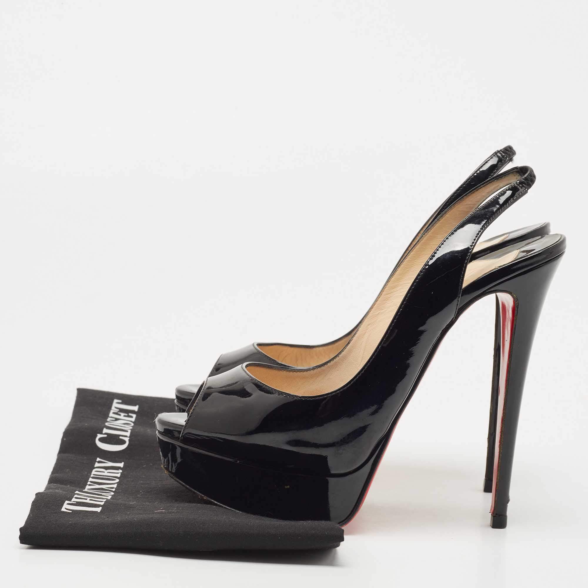 Madame patent-leather slingback pumps