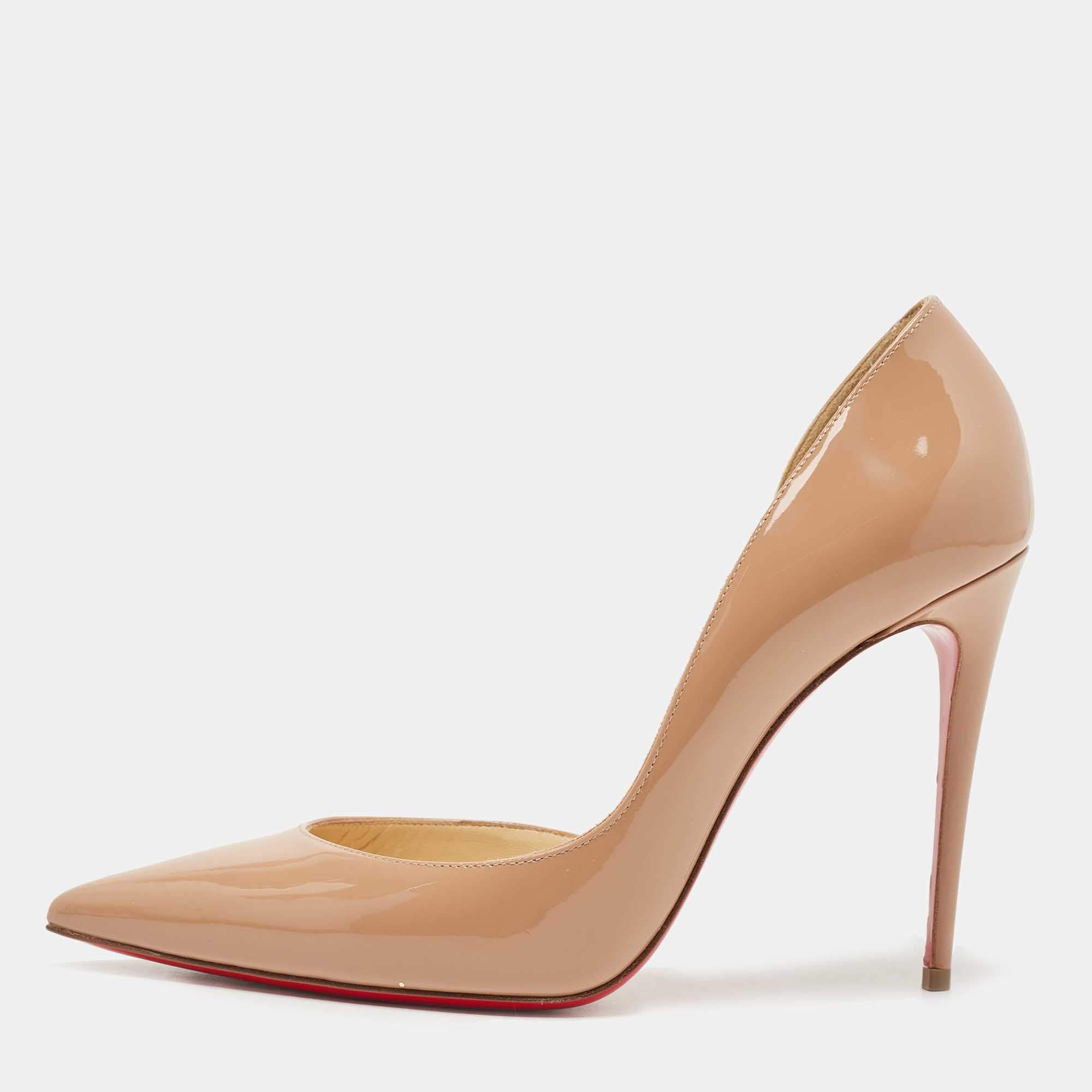 مملوكة مسبقًا Christian Louboutin Beige Patent Iriza Pumps Size 39.5