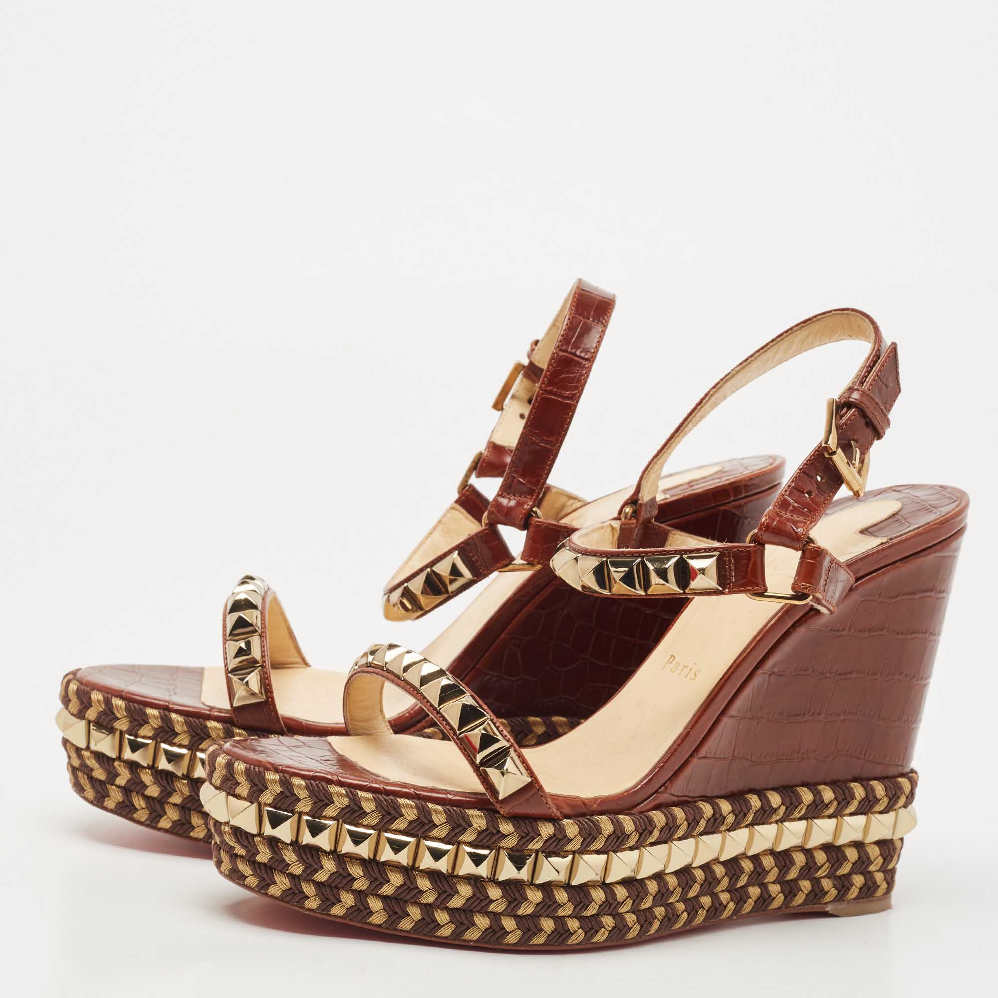 Crossimule Slides in Brown - Christian Louboutin