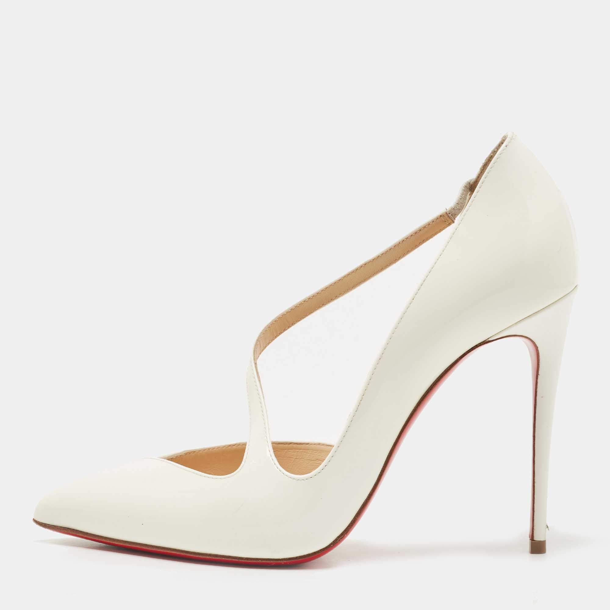 Christian Louboutin White Patent Jumping D-orsay Pumps Size 37