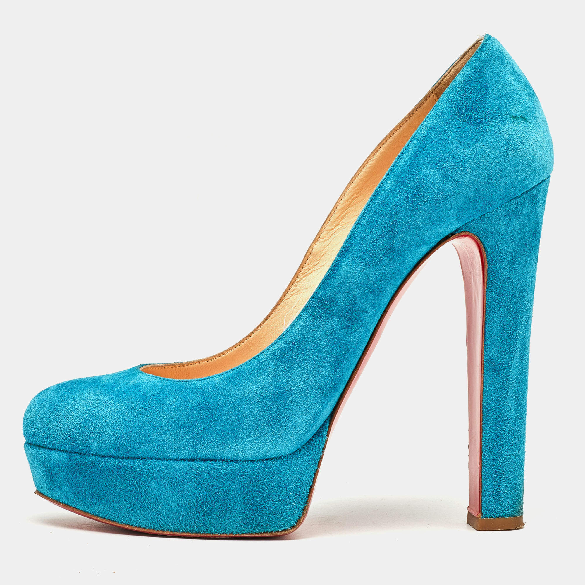 مملوكة مسبقًا Christian Louboutin Blue Suede Bibi Pumps Size 39.5