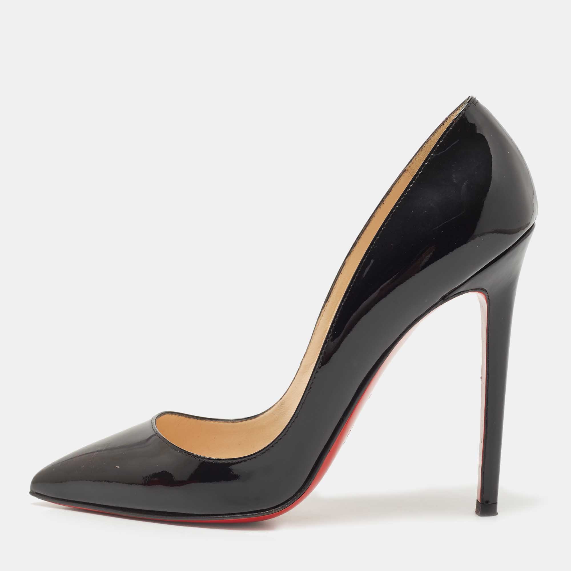 Pre Owned Christian Louboutin Black Patent Leather Pigalle Pumps Size 36