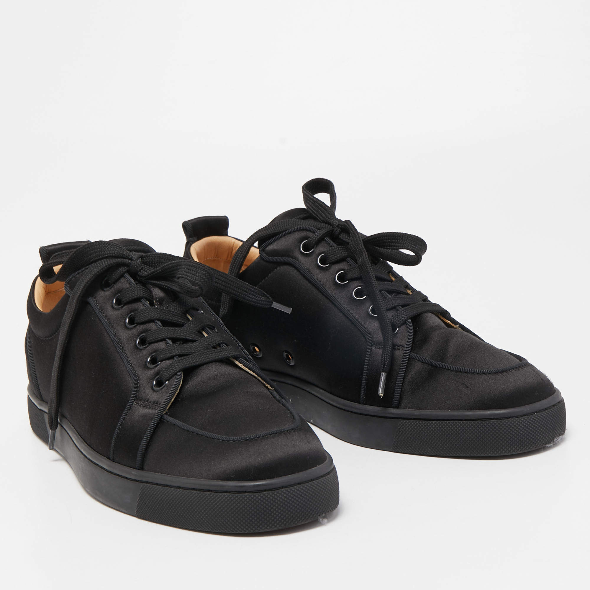 Christian Louboutin, Shoes, Mens Christian Louboutin Rantulow Orlato  Black Satin Sneaker