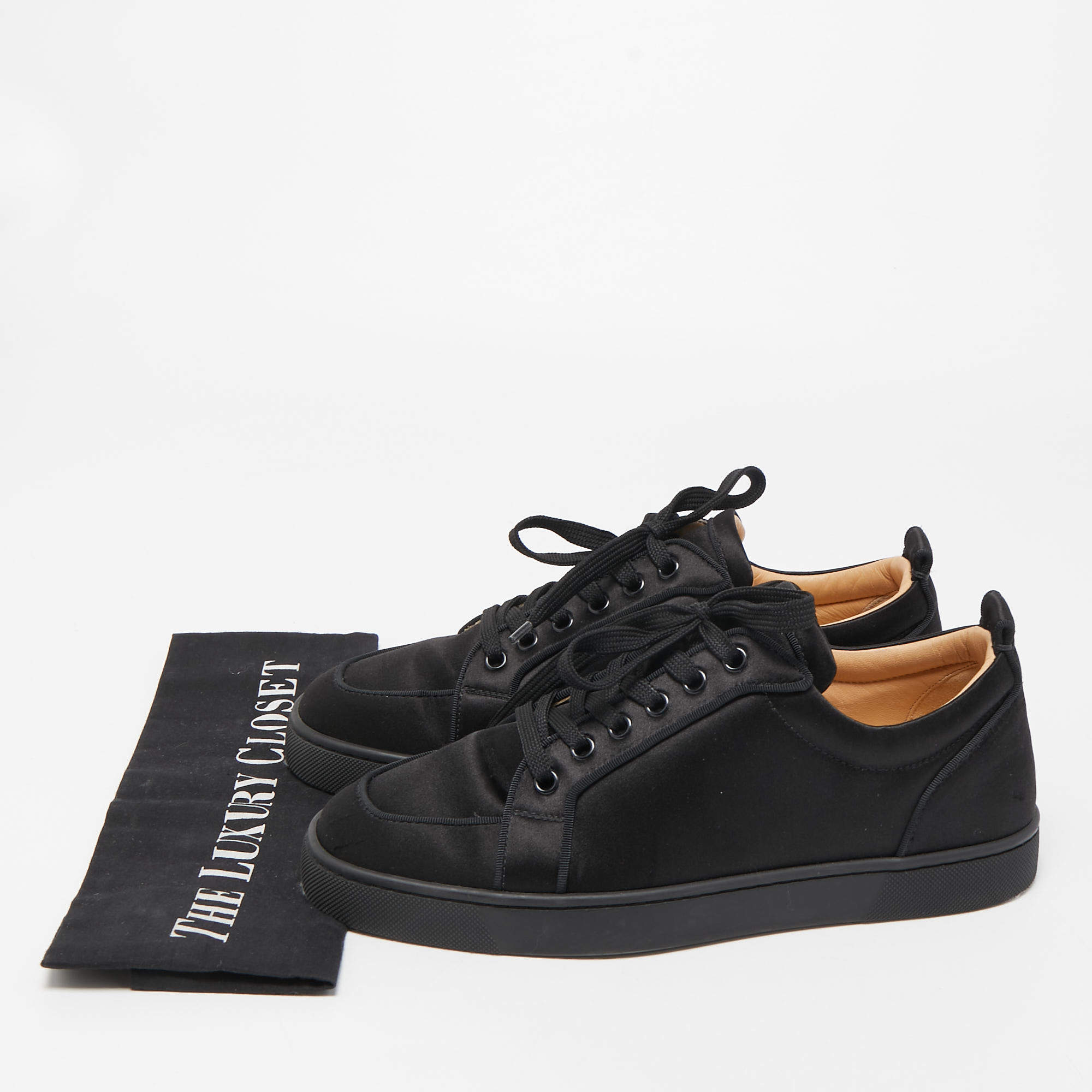 Christian Louboutin, Shoes, Mens Christian Louboutin Rantulow Orlato  Black Satin Sneaker