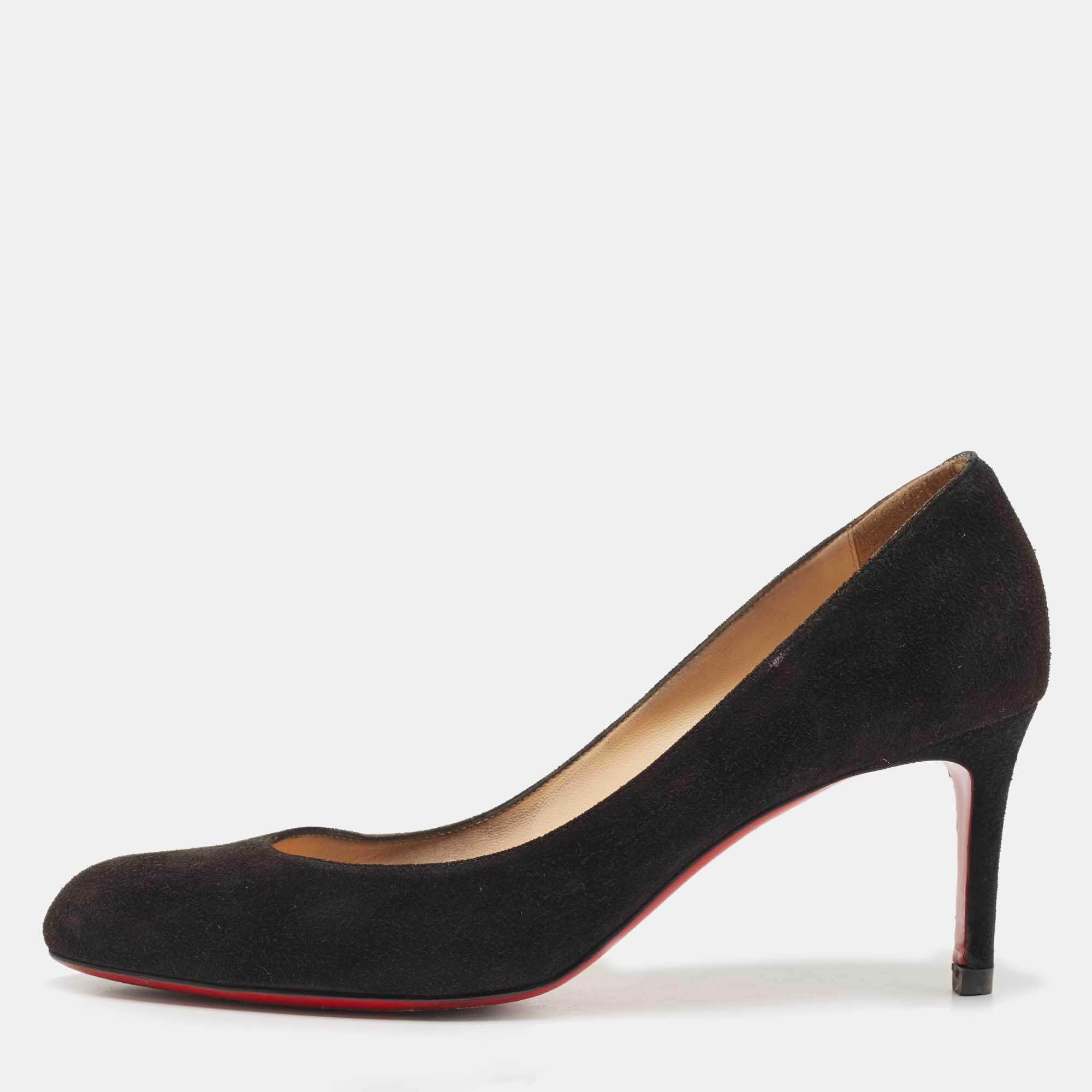 Pre Owned Christian Louboutin Black Suede Simple Pumps Size 42