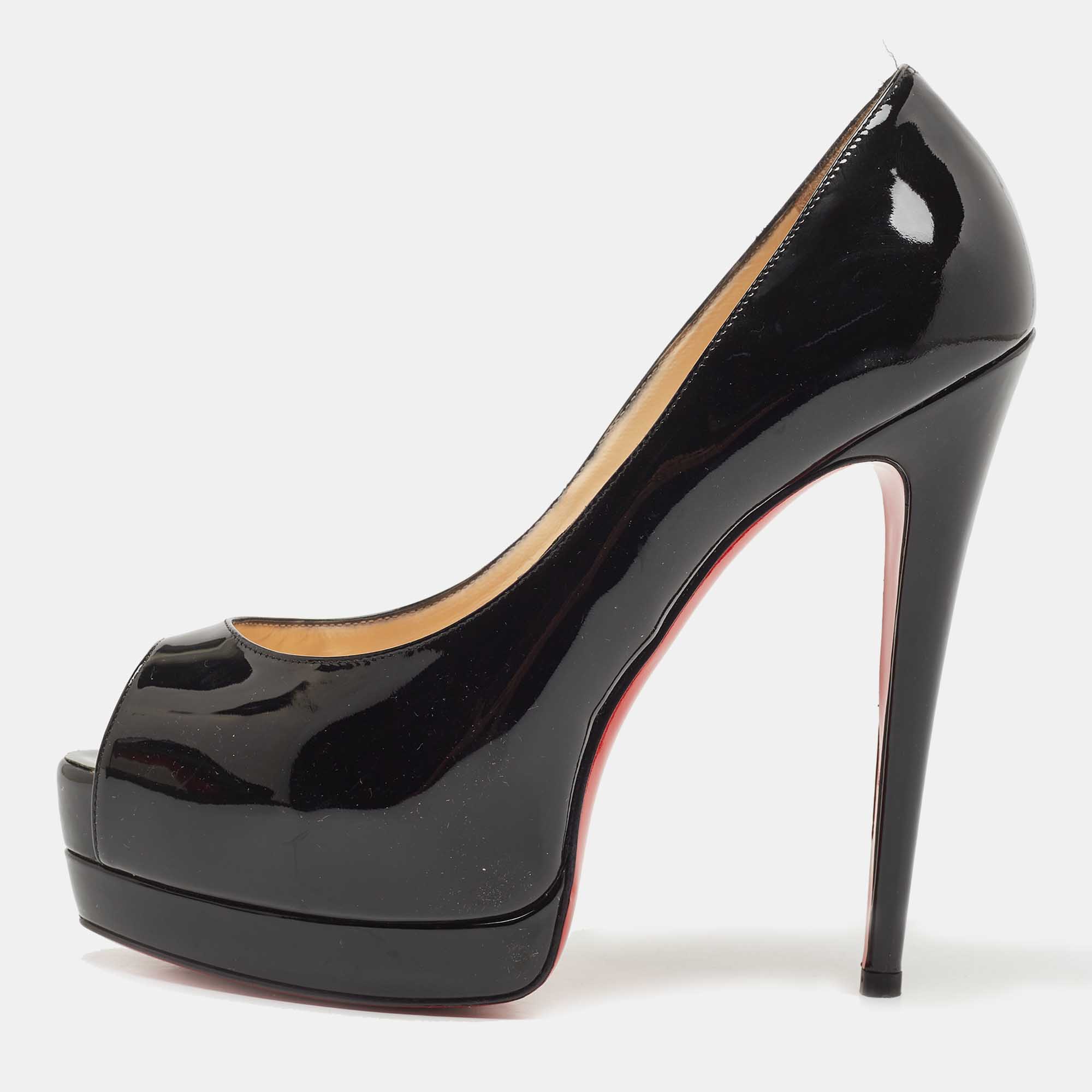 Christian Louboutin Black Patent Altadama Pumps Size 38.5