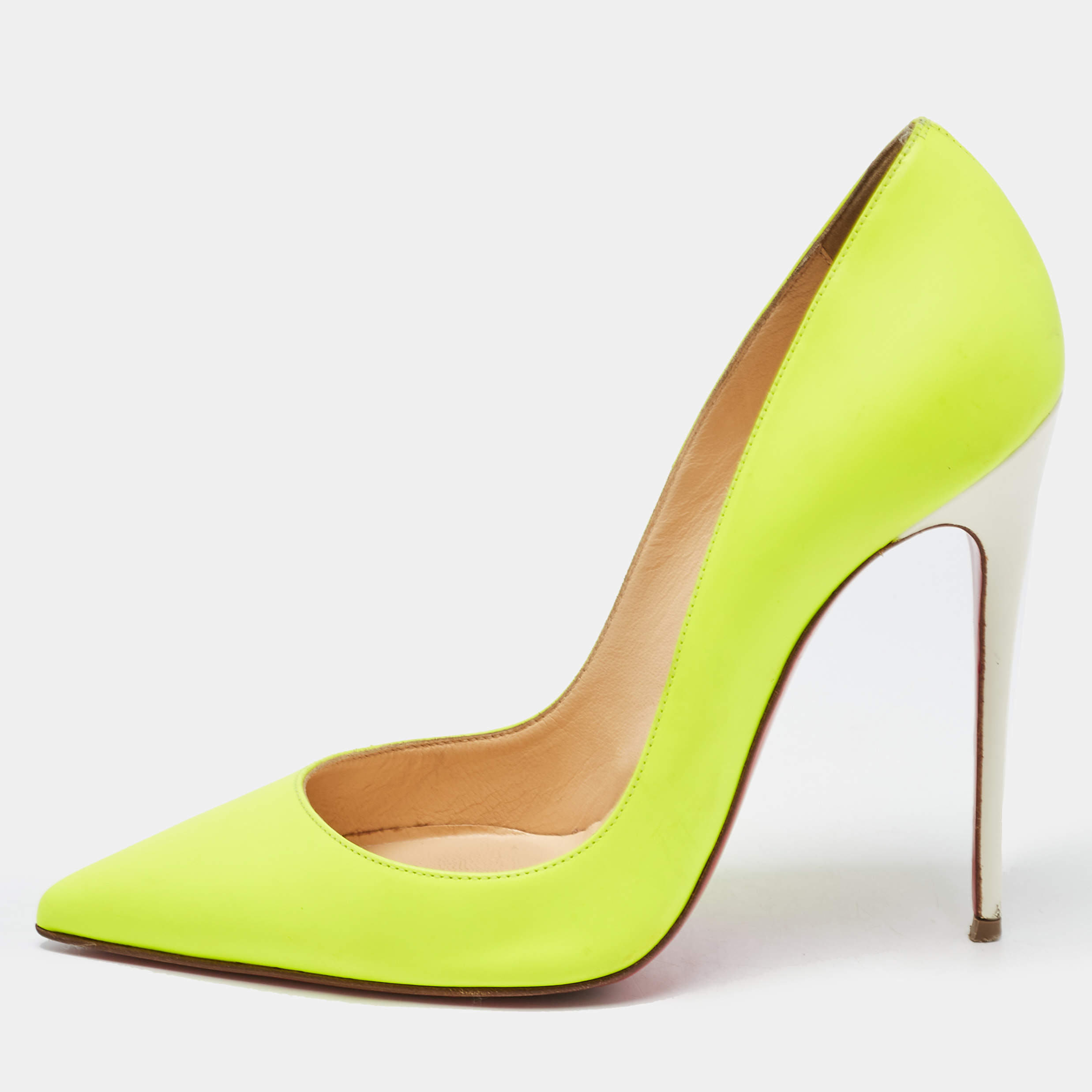 Pre Owned Christian Louboutin Green Leather So Kate Pumps Size 37.5