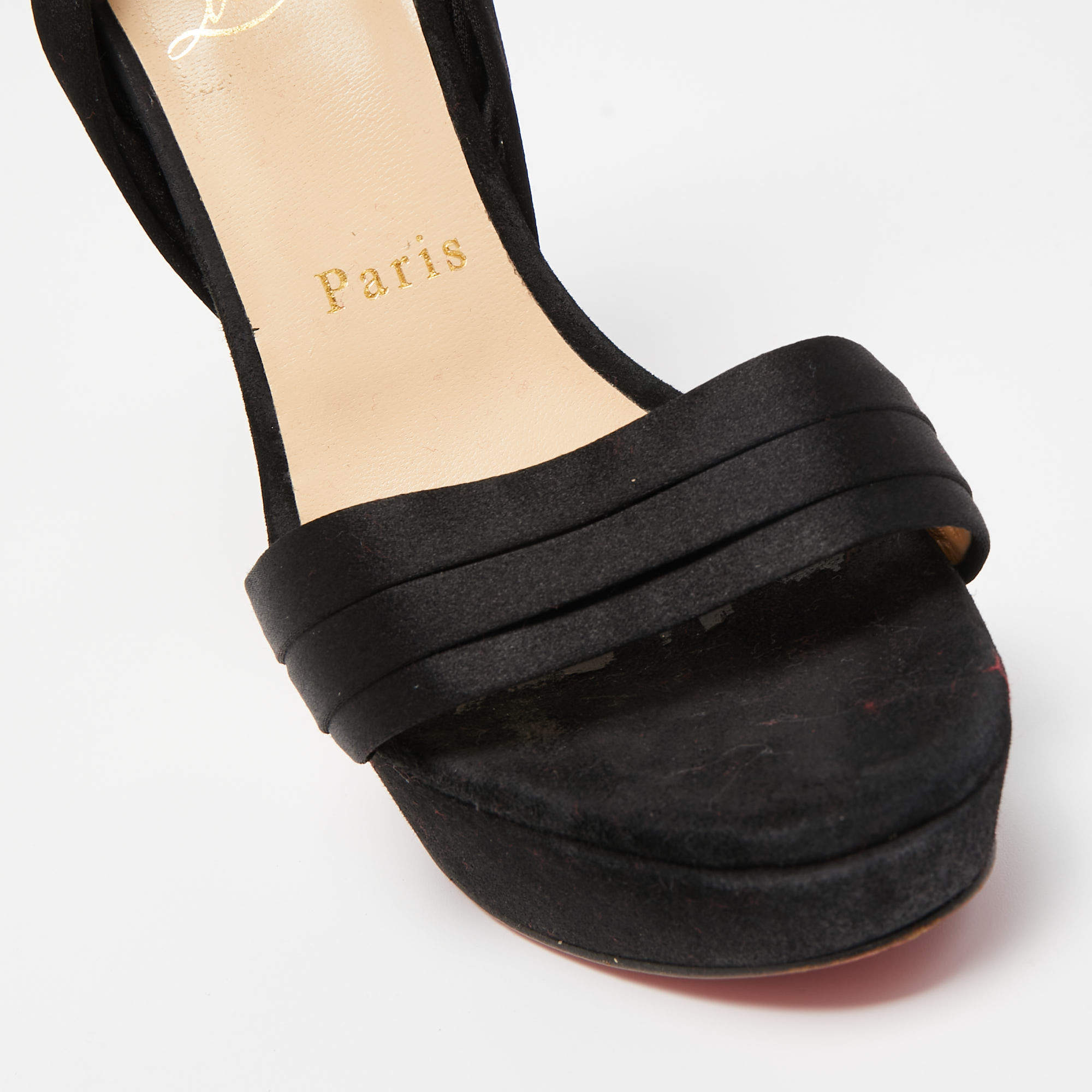 Christian Louboutin Satin Velour Vampanodo Platform Sandals - Size 7 / –  LuxeDH