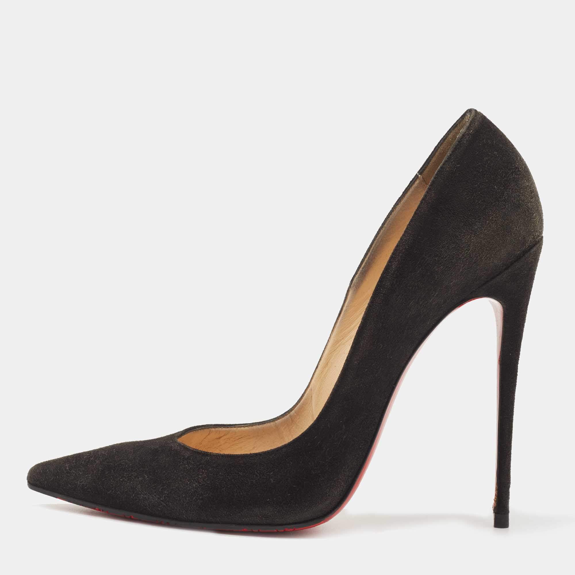 Pre Owned Christian Louboutin Black Suede So Kate Pumps Size 41