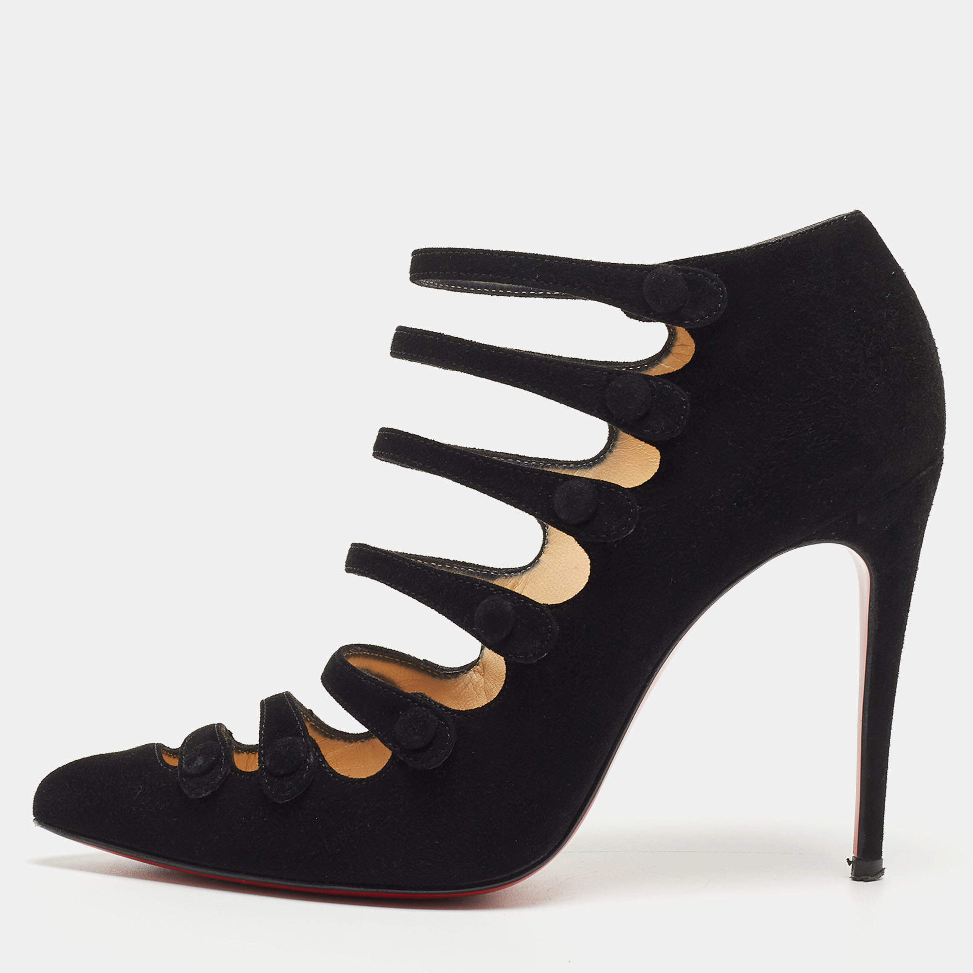 Pre Owned Christian Louboutin Black Suede Viennana Pumps Size 35.5